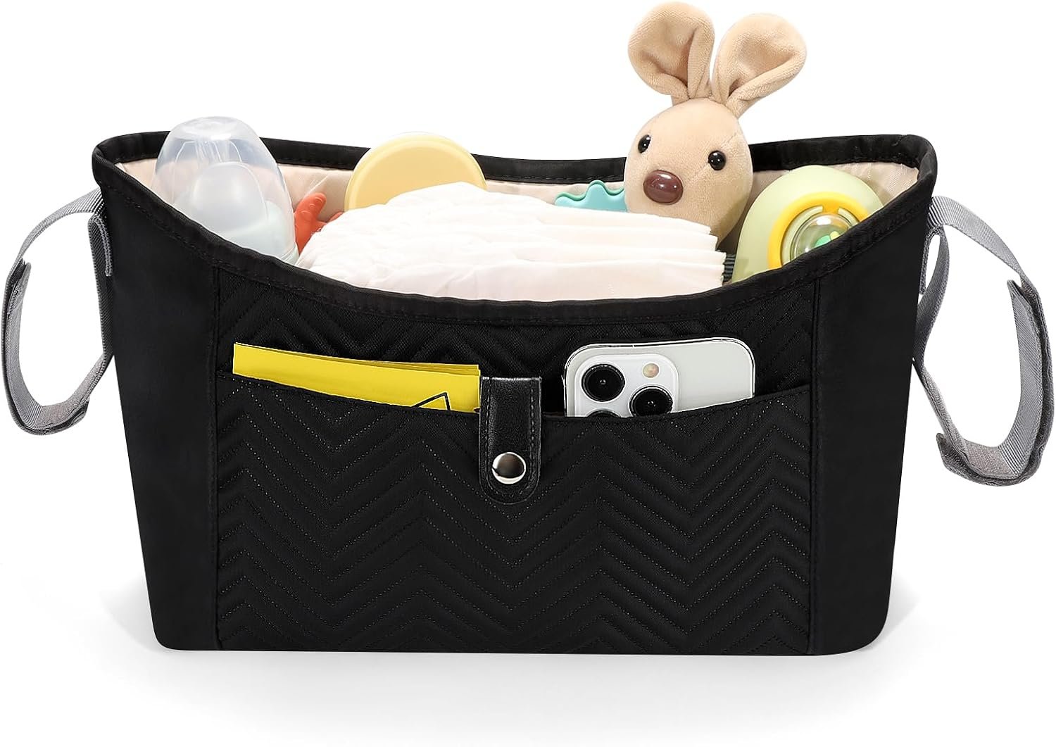 Accmor Universal Stroller Organizer, Stroller Bag Stroller Caddy Organizer, Stroller Accessories Fits for Uppababy, Baby Jogger, Nuna, Doona, Britax Strollers, Black
