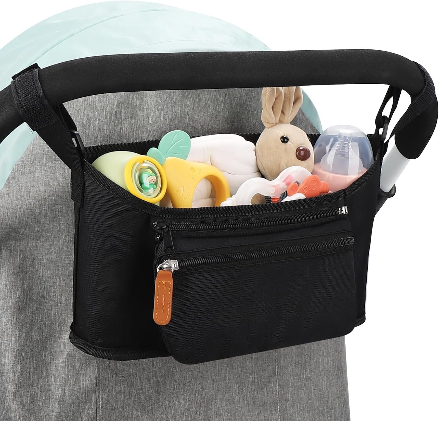 Accmor Universal Stroller Organizer with Detachable Phone Bag, Stroller Bag Caddy Organizer Stroller Accessories for Uppababy, Baby Jogger, Nuna, Doona, Britax Strollers