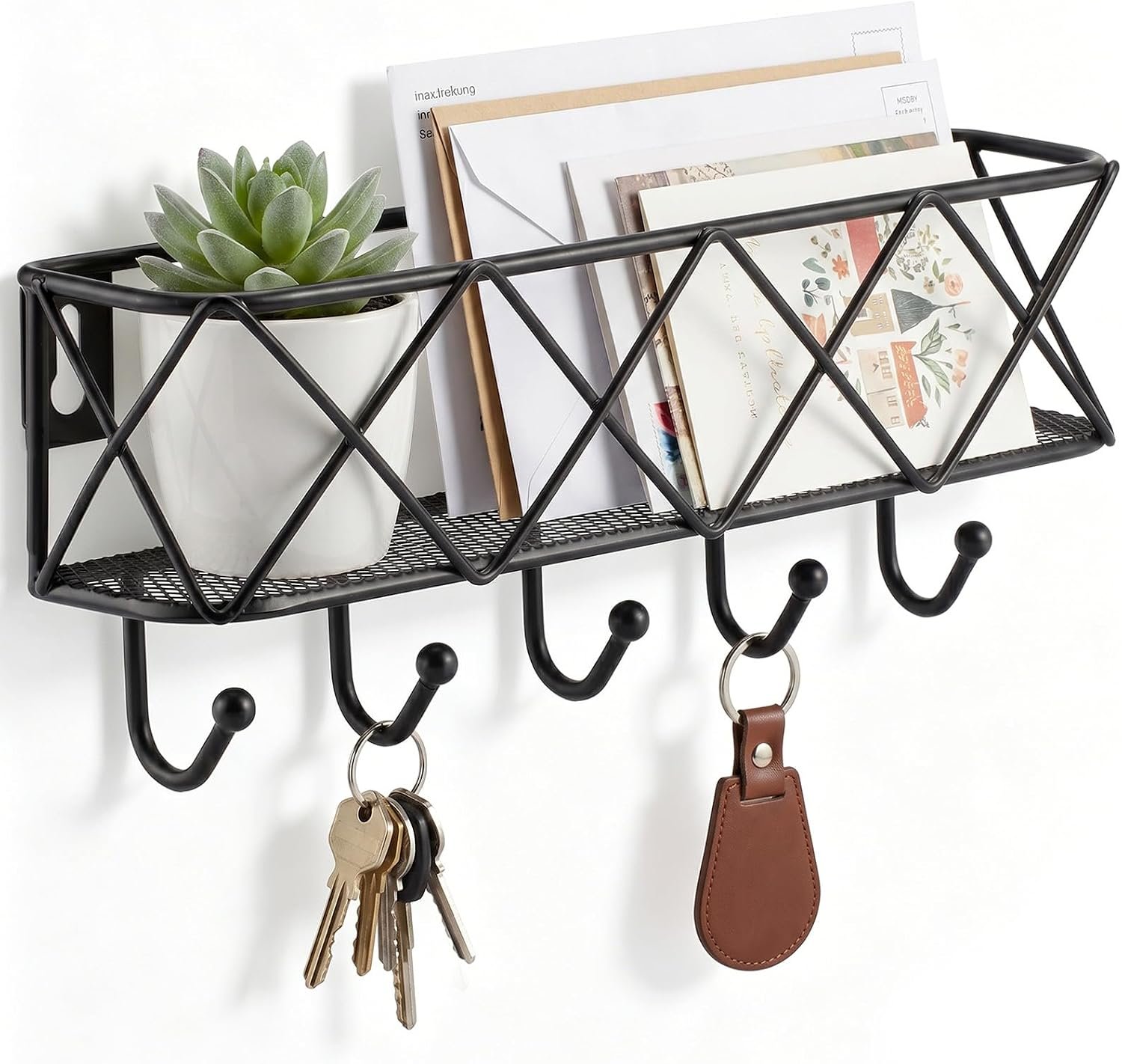 HappyHapi Key Holder Wall Mount, Metal Key Rack, 9.8”Lx2.1”Wx4.1”H