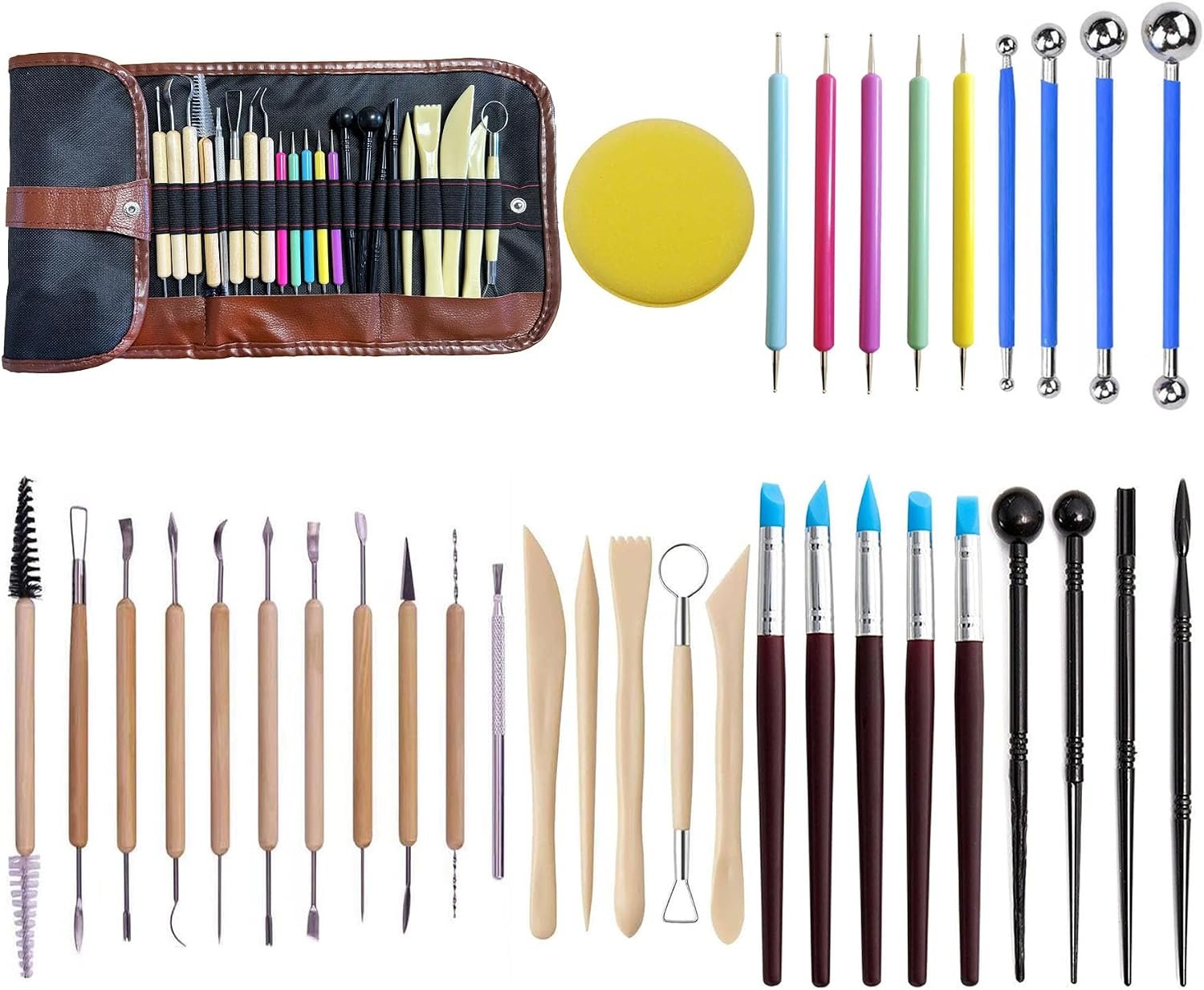 LANGQUN 35pcs Clay Sculpting and Pottery Tools Kit – Air Dry and Polymer Clay Dotting Tools – Ceramic Supplies for Modeling and Shaping – For Kids and Adults