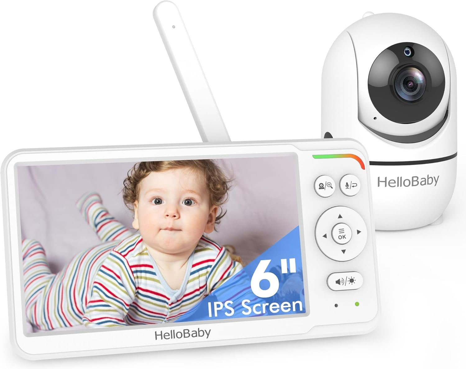 HelloBaby 6” No WiFi Video Baby Monitor with Camera Audio, 30H Battery