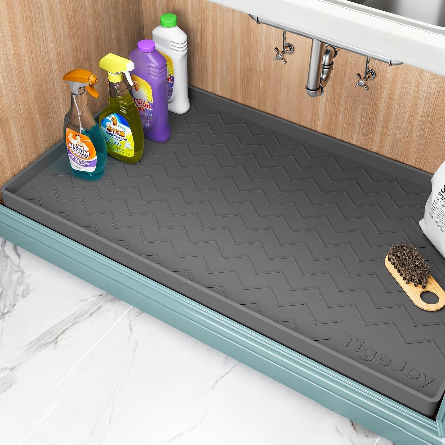 TigeJoy Under Sink Mats for Kitchen Waterproof 34″ x 22″, Cabinet Liner