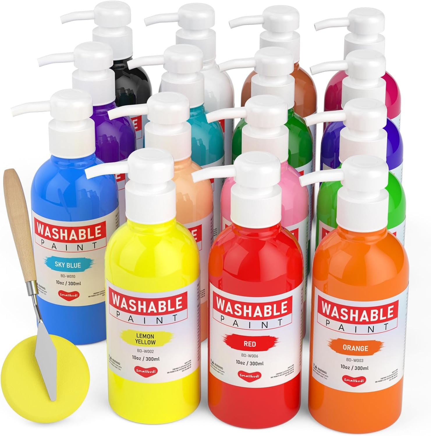 Smallbudi 15 Colors Large Washable Paint Set for Kids 10oz Finger Paints