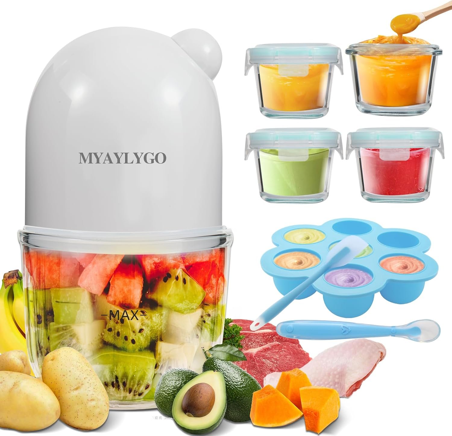 Baby Food Maker & Food Processor, Upgraded 14-in-1 Baby Food Blender, Puree Maker, Puree Grinder for Fruit, Veggies, Meat, Baby Feeding Essentials, Shower Gifts Set