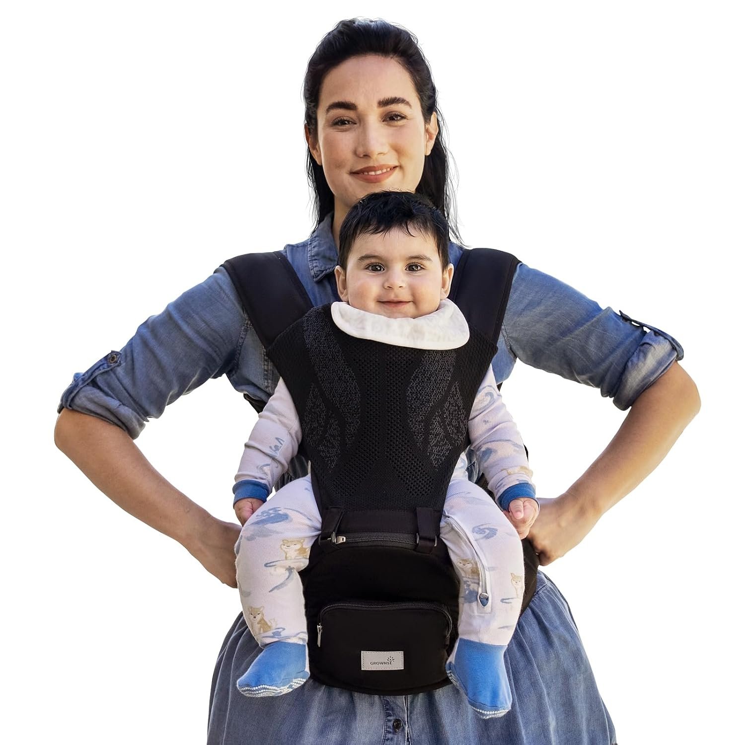 Grownsy Safety-Certified 3D Knit Baby Carrier Newborn to Toddler, Black