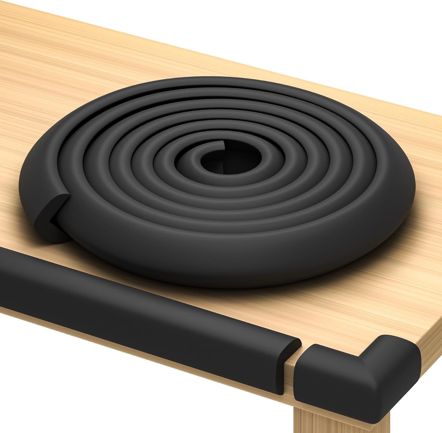 Komfortology Baby Proofing Edge Guard 18ft, 8 Corners, Black