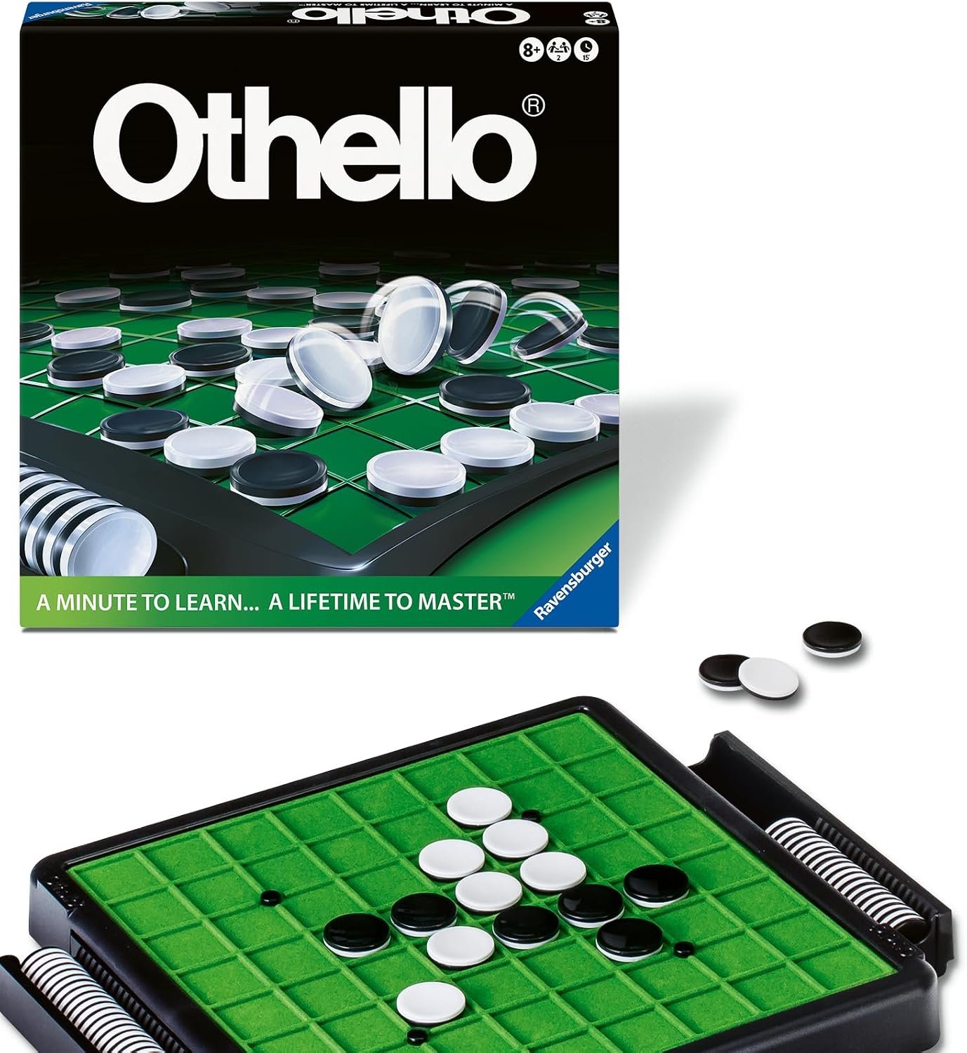 Ravensburger Othello – Classic Strategy Board Game for 2 Players – Easy to Learn, Hard to Master – Fast-Paced Family Fun – Ages 8+