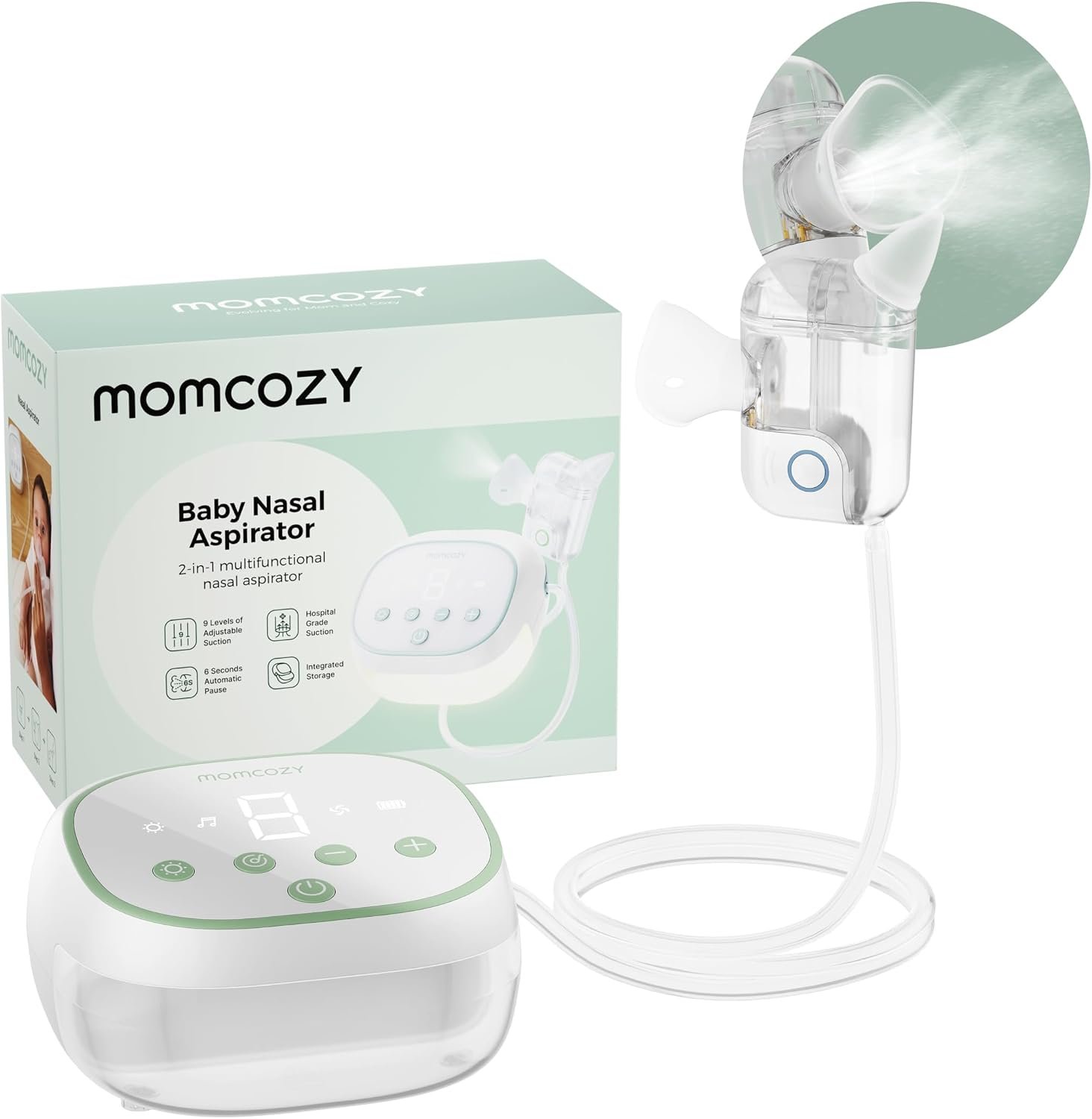 Momcozy BreezyClear Pro™ Nasal Aspirator for Baby, 75 kPa, 9 Levels