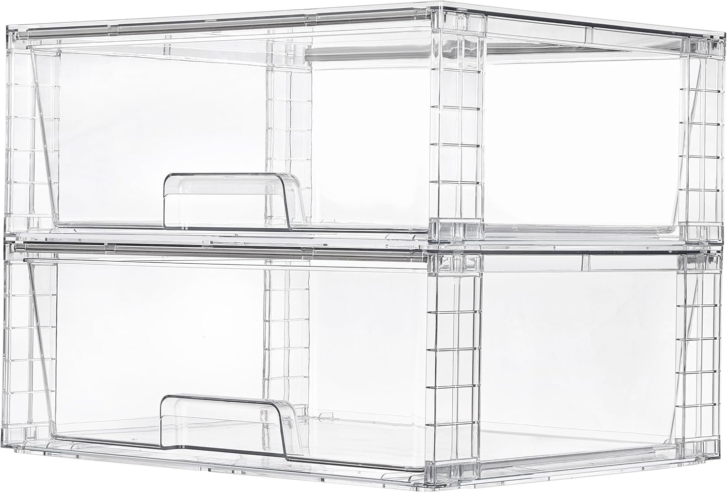 Vtopmart 2 Pack Large Clear Stackable Storage Drawers for Closet, Pantry