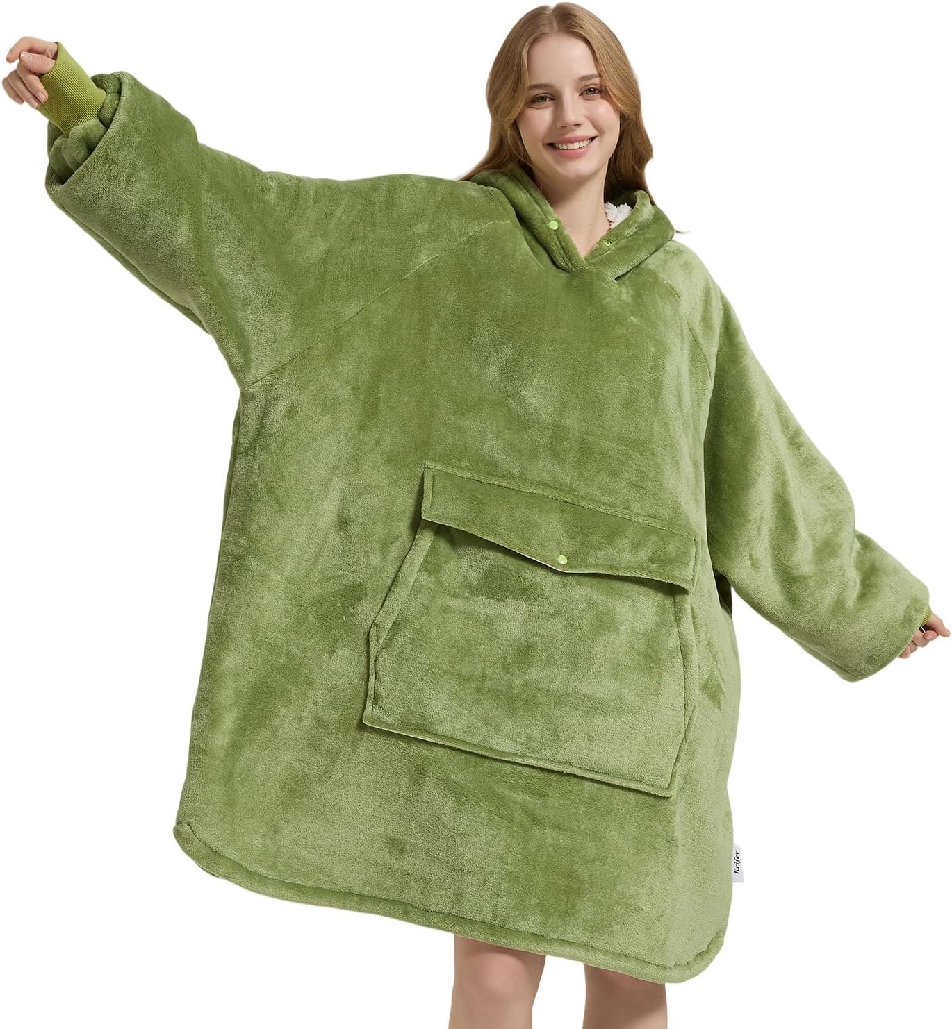 Krifey Wearable Blanket Hoodie, Oversized Sherpa Hooded Blanket for Adults