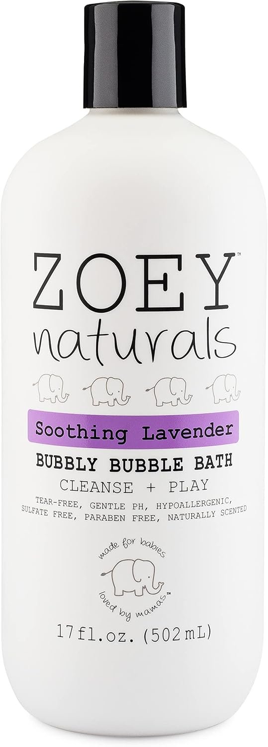 Zoey Naturals – Soothing Lavender Bubble Bath for Kids & Babies, Tear-Free Moisturizing Toddler Soap with Aloe & Avocado Oil for Calm Experience – Made in USA, 17 oz