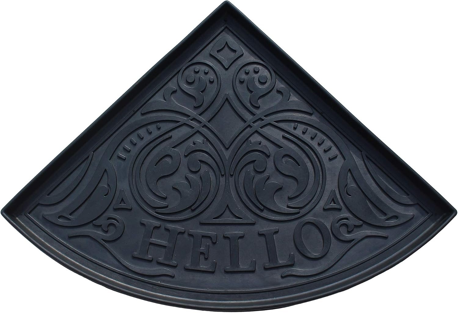A1HC Heavy Duty Flexible and Durable 100% Rubber Hello Triangle Boot Trays Multi-Purpose for Shoes, Pets, Garden – Mudroom, Entryway, Garage and Scraper Doormat 21.6″ X 21.6″