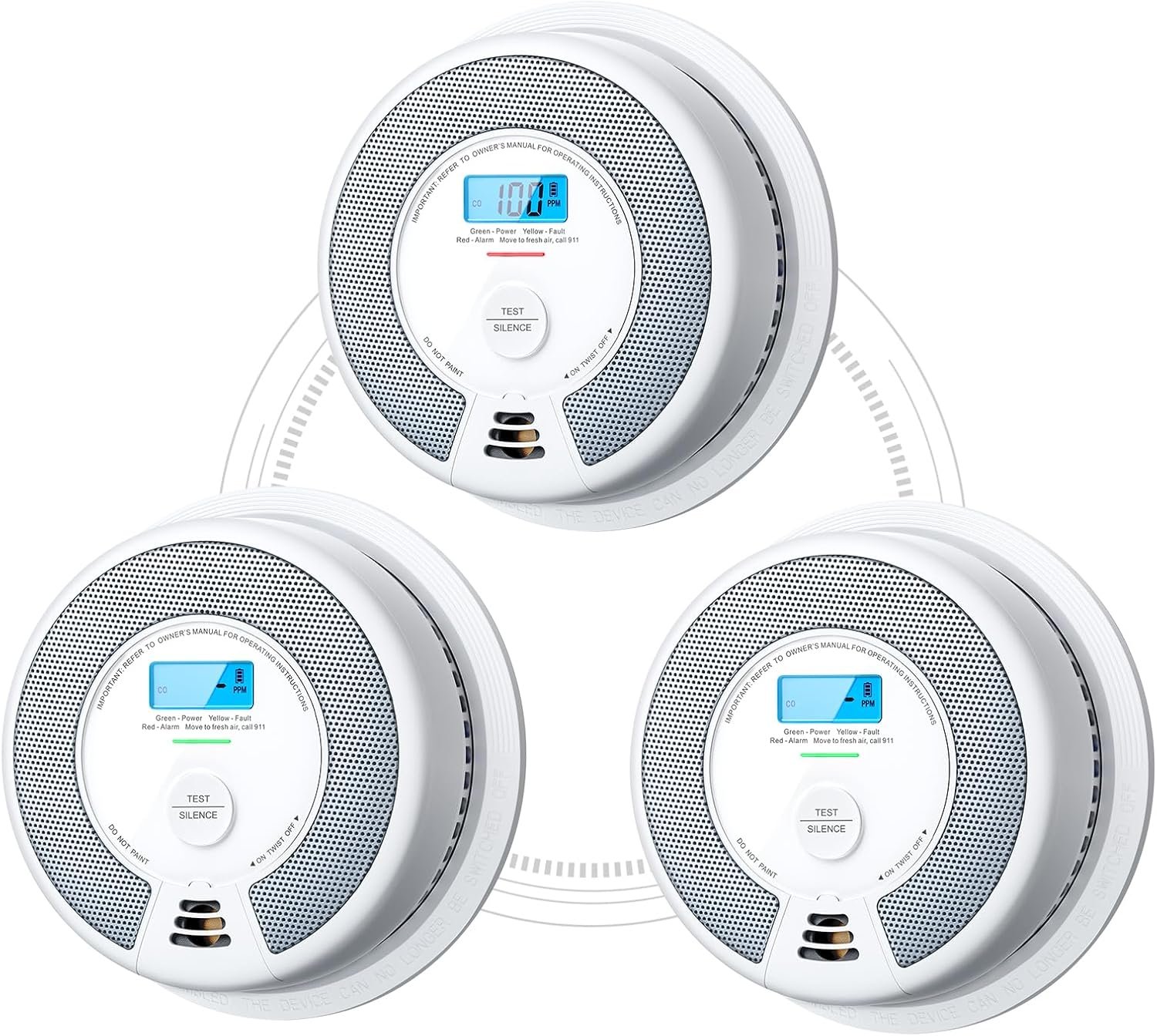 X-Sense Wireless Combination Smoke and CO Detector, XP0H-WN, 3-Pack