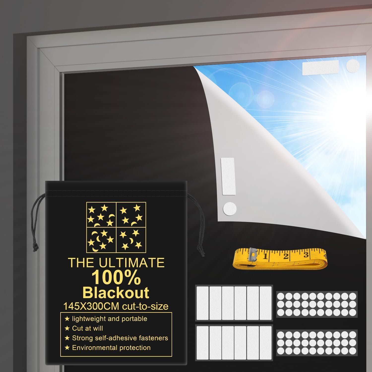 Blackout Curtains 100% Blackout Blinds Window Cover Portable Shades 118×57”