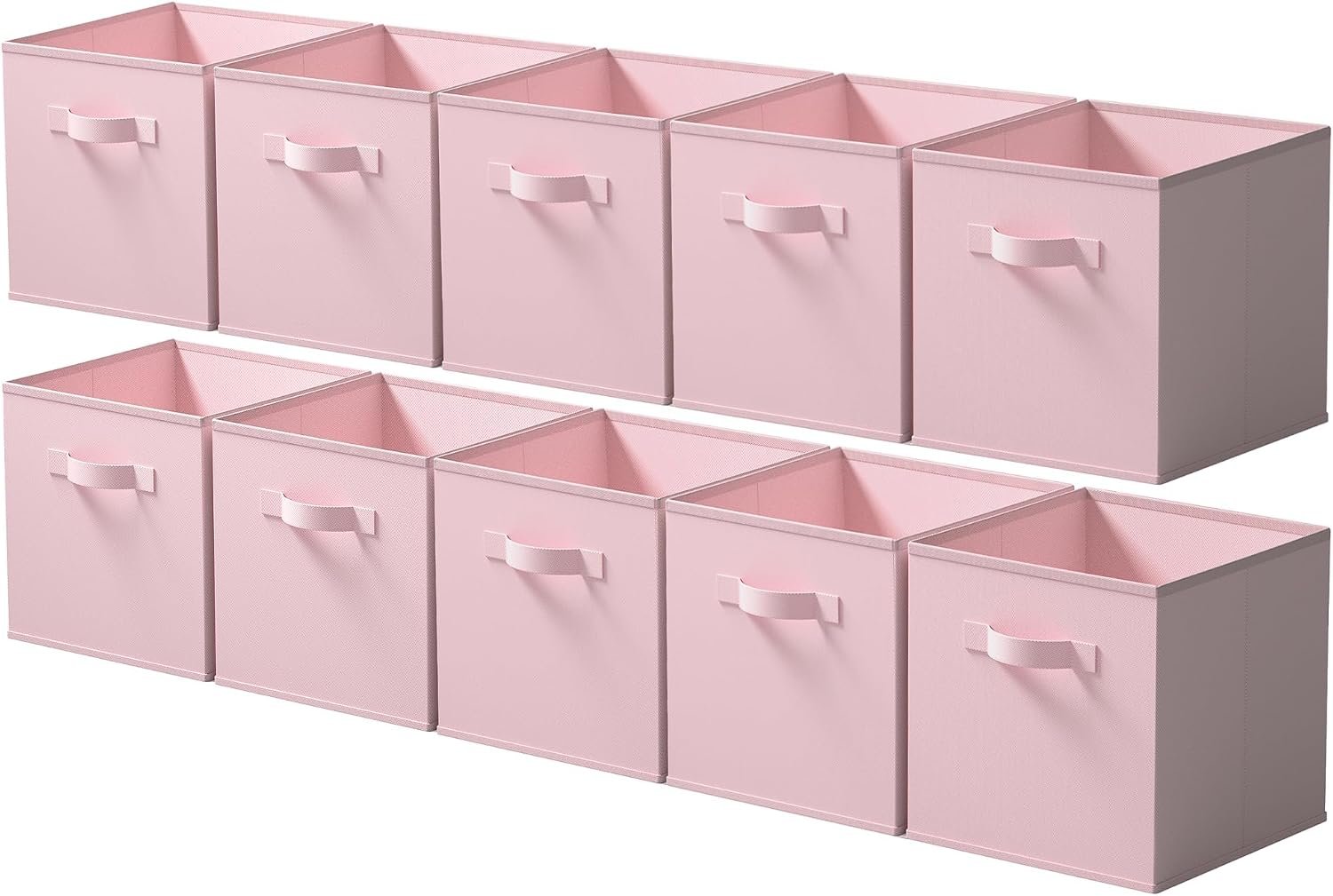 Cupic Cupid 10-Pack 11×11 Collapsible Storage Cubes, Fabric Bins, Pink