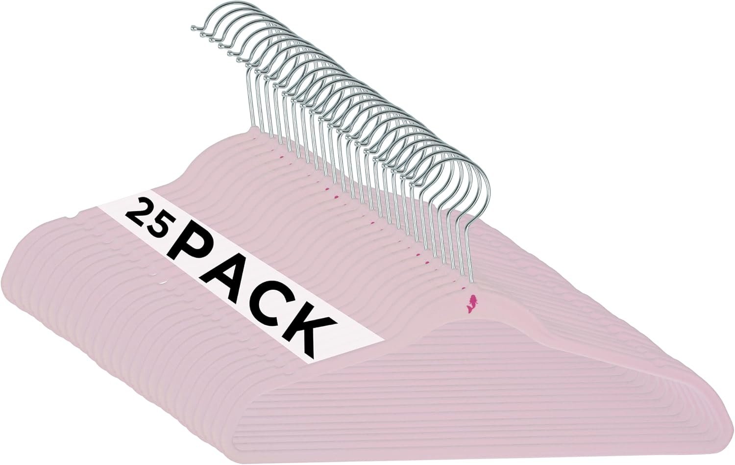 Simplify 25 Pack Kids Velvet Hangers | Slim | Non-Slip Design | Space Saving | Childrens Clothes | Shirts | Pants | Dresses | Baby Nursery | Closet Storage & Organization | Blush