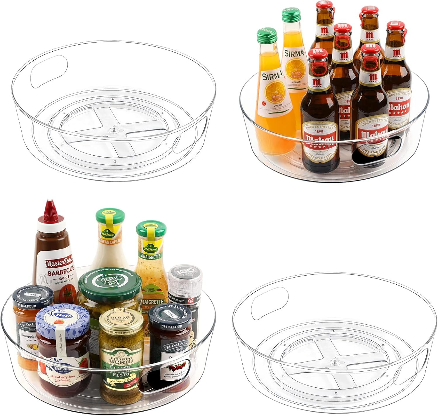 Guzon 4 Pack Lazy Susan Turntable, 11.5″ Rotating Organizer with Handles