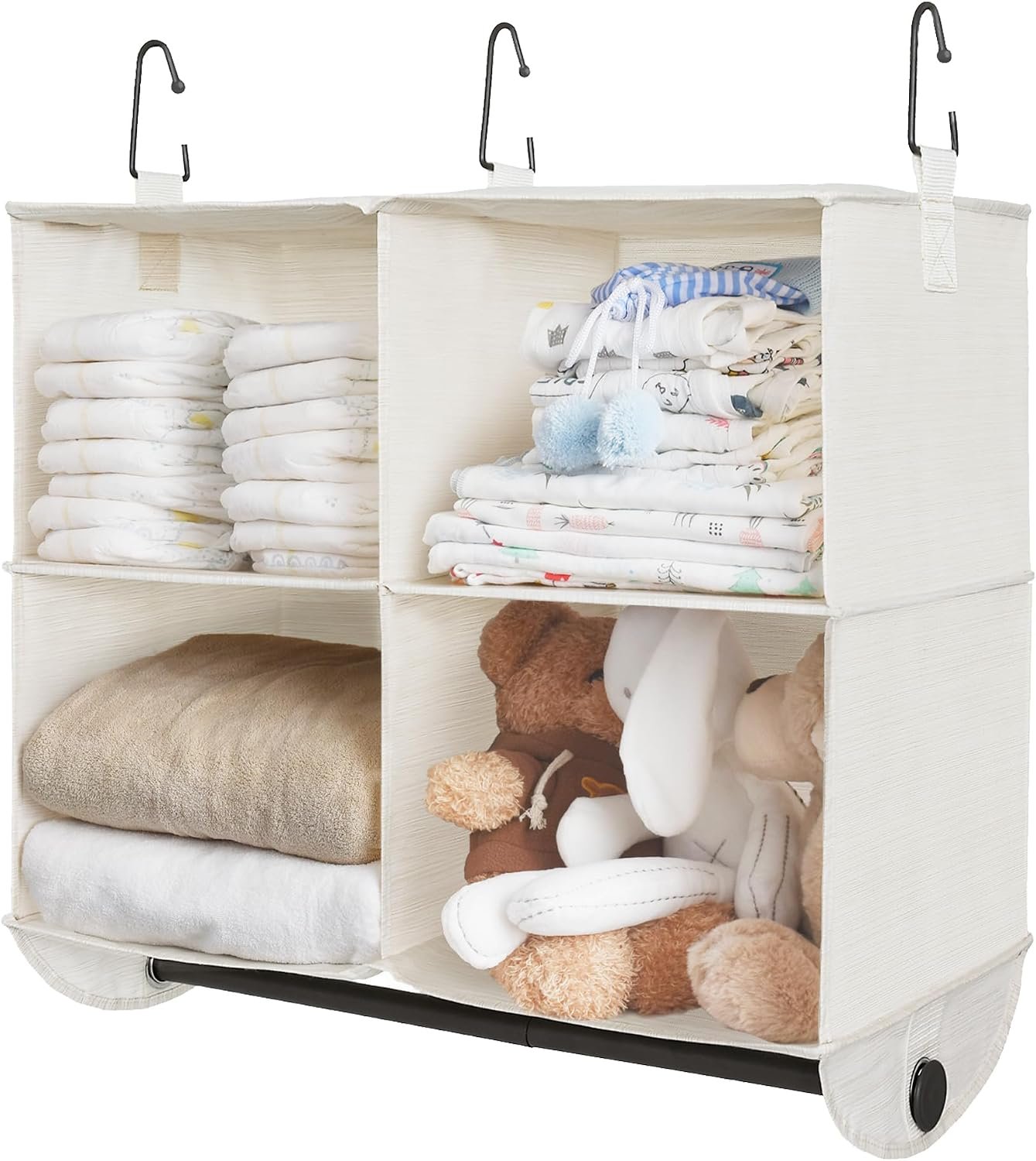 StorageWorks Hanging Closet Organizer with Rod, 4 Sections, 2 Tiers, White