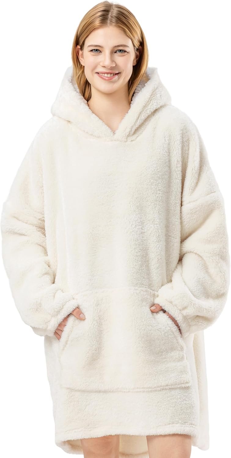 Berkshire Blanket Oversized Wearable Blanket Hoodie – SpaLoft Plush with Hood, Sleeves & Pocket