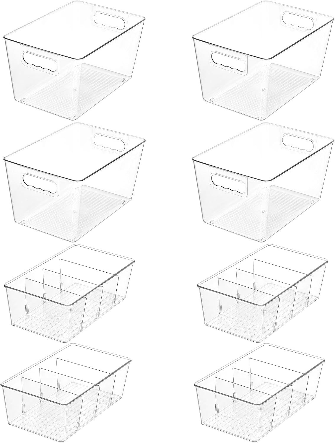 Vtopmart 8 Pack Clear Storage Bins Set for Pantry Organizer