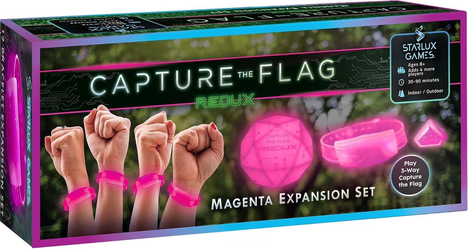 Starlux Games Capture the Flag Redux: Magenta 3-Team Expansion | Add 4 Players & 1 Extra Team | Glow in The Dark Games | Light Up Sports Toys for Kids and Teens | Outdoor Gifts for Girls 8-12