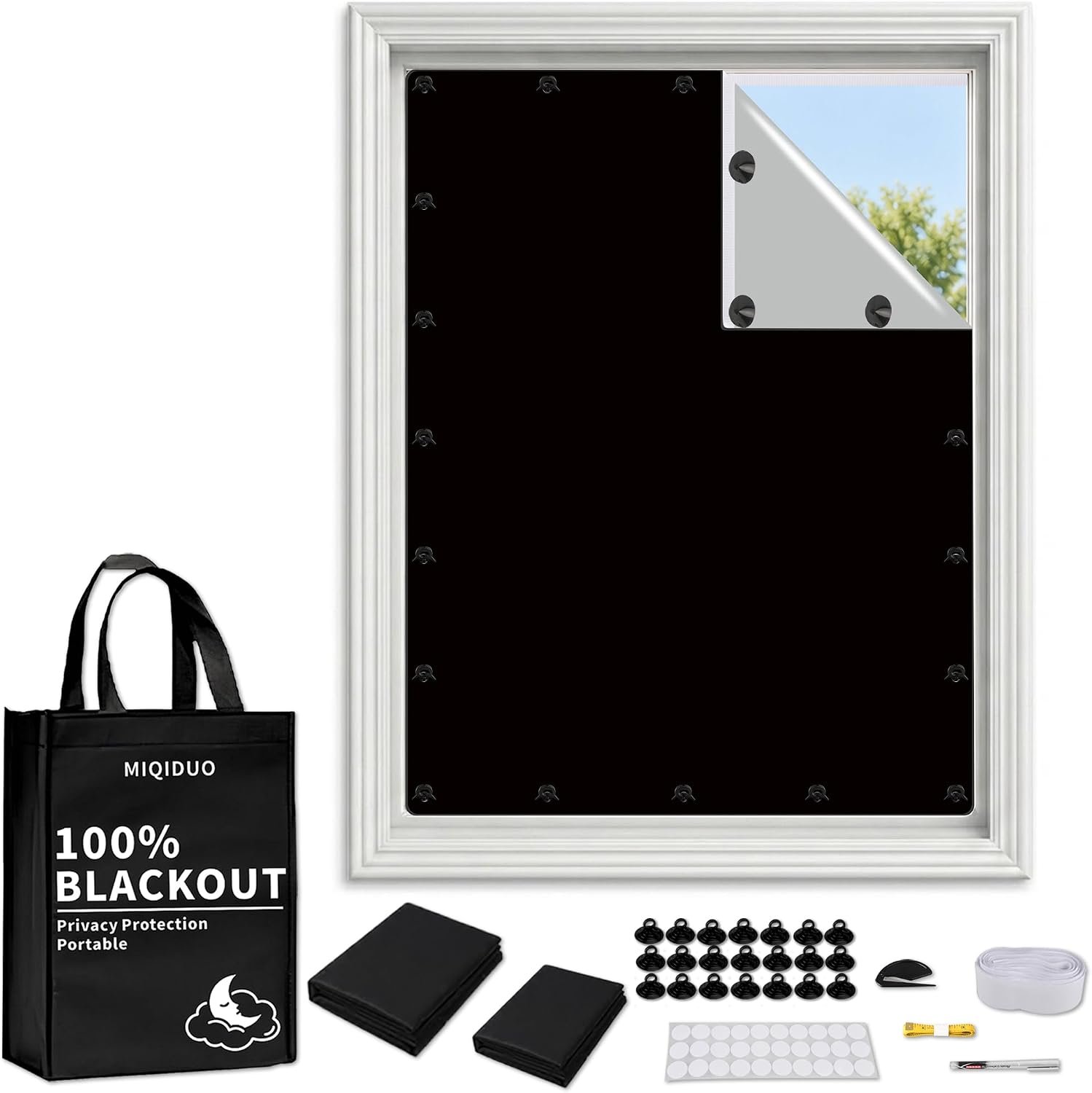 Suction Cup Blackout Curtains 2-Pack, No Drill Window Shade for RV