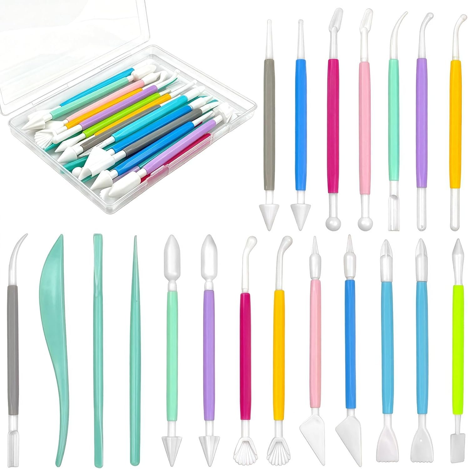 VYNFLICK 20pcs Clay Tools, Pottery Carving Tools, Practical Polymer Clay Sculpting Tools Kit, Air Dry Clay Tools Set for Adults, Pottery Craft, Sculpting,Modeling,Shaping