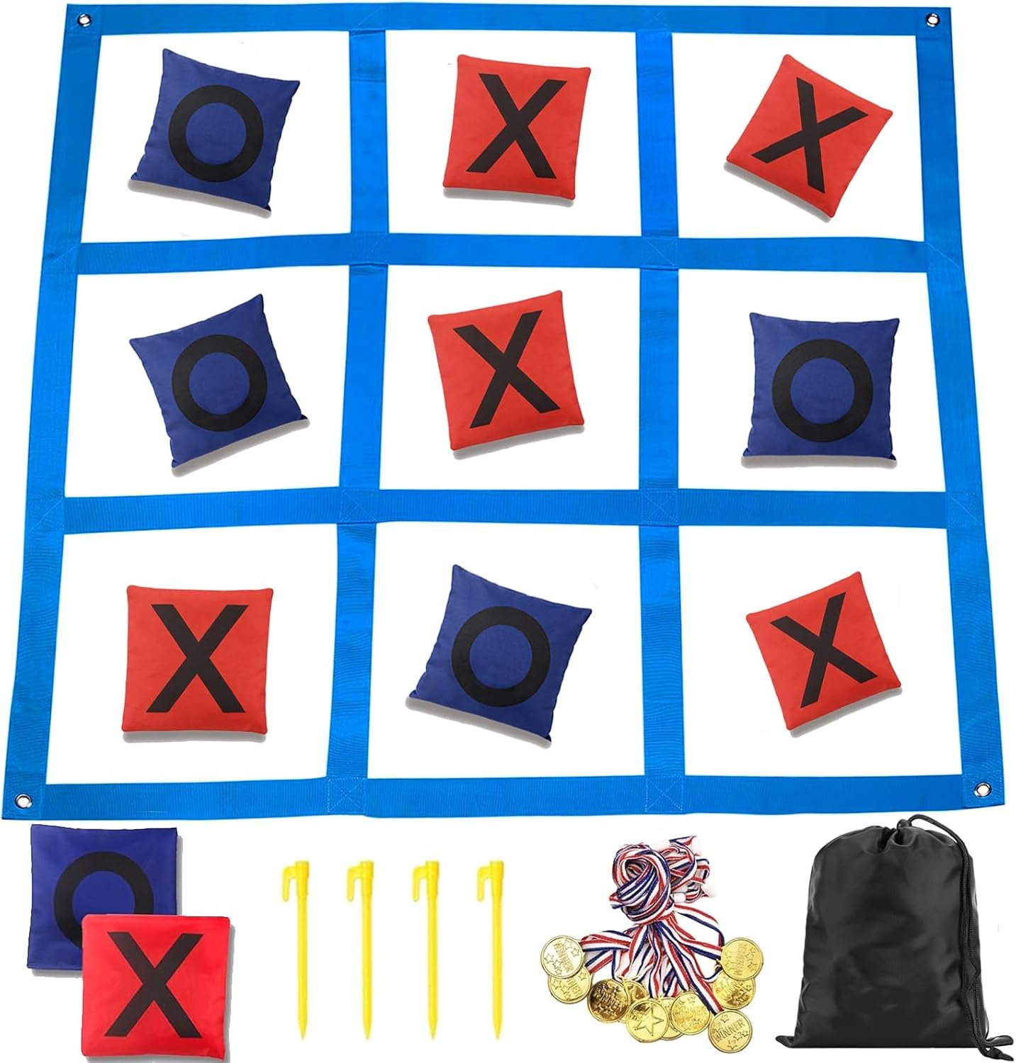 Giant Tic Tac Toe Bean Bag Toss Outdoor Games for Kids Adults Family-4X4FT Large Lawn Yard Carnival Field Day Games, Beach Backyard Camping Outside Family Reunion Birthday Party Fun Outdoor Games