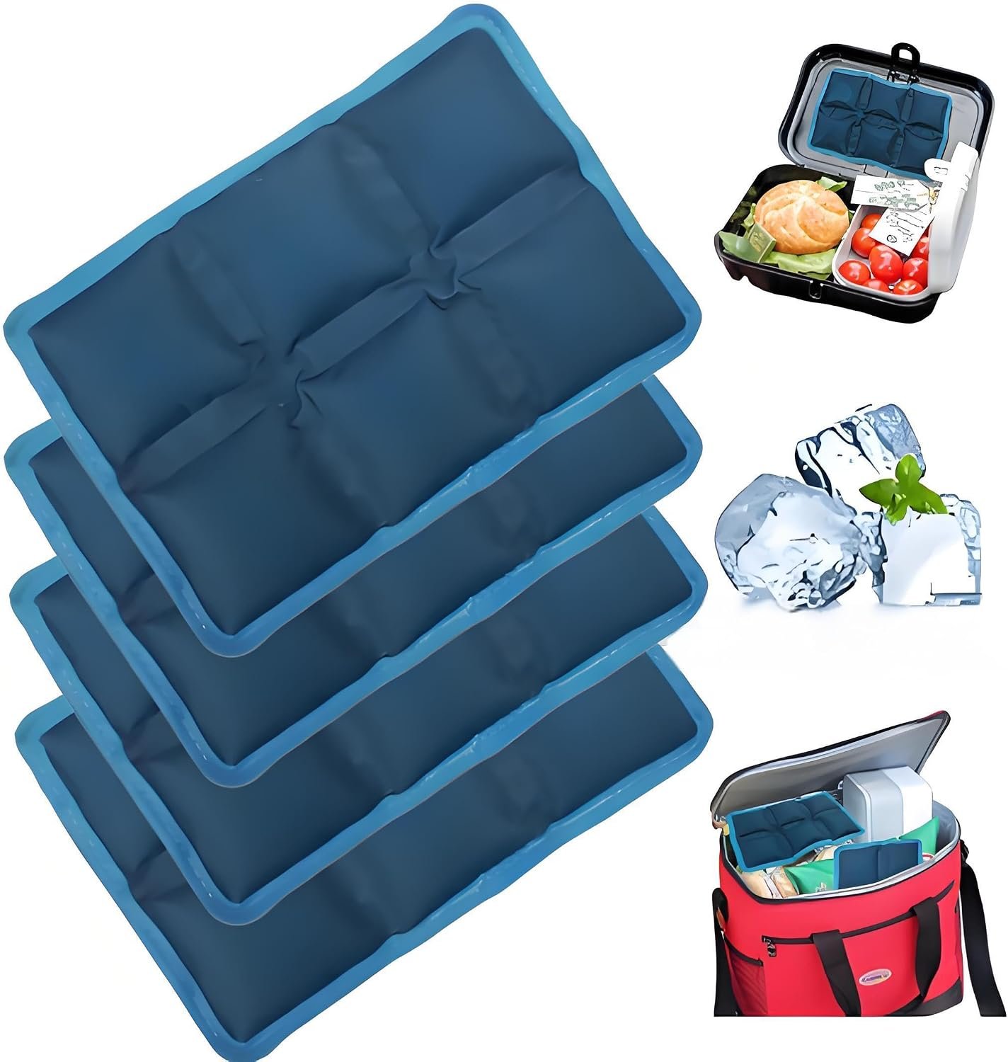 aadsioahd 4 Pack Ice Packs for Lunch Boxes, Slim Reusable Freezer Packs
