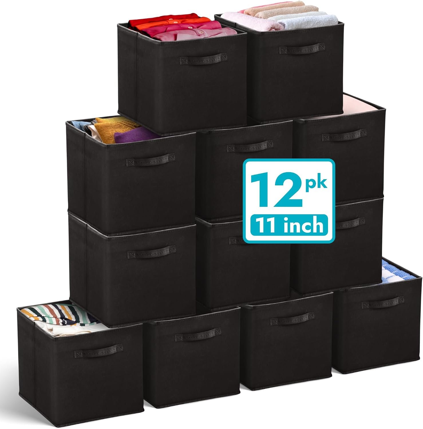 Reli. 11 Inch Cube Storage Bins (12 Pack) | Cube Organizer Bins