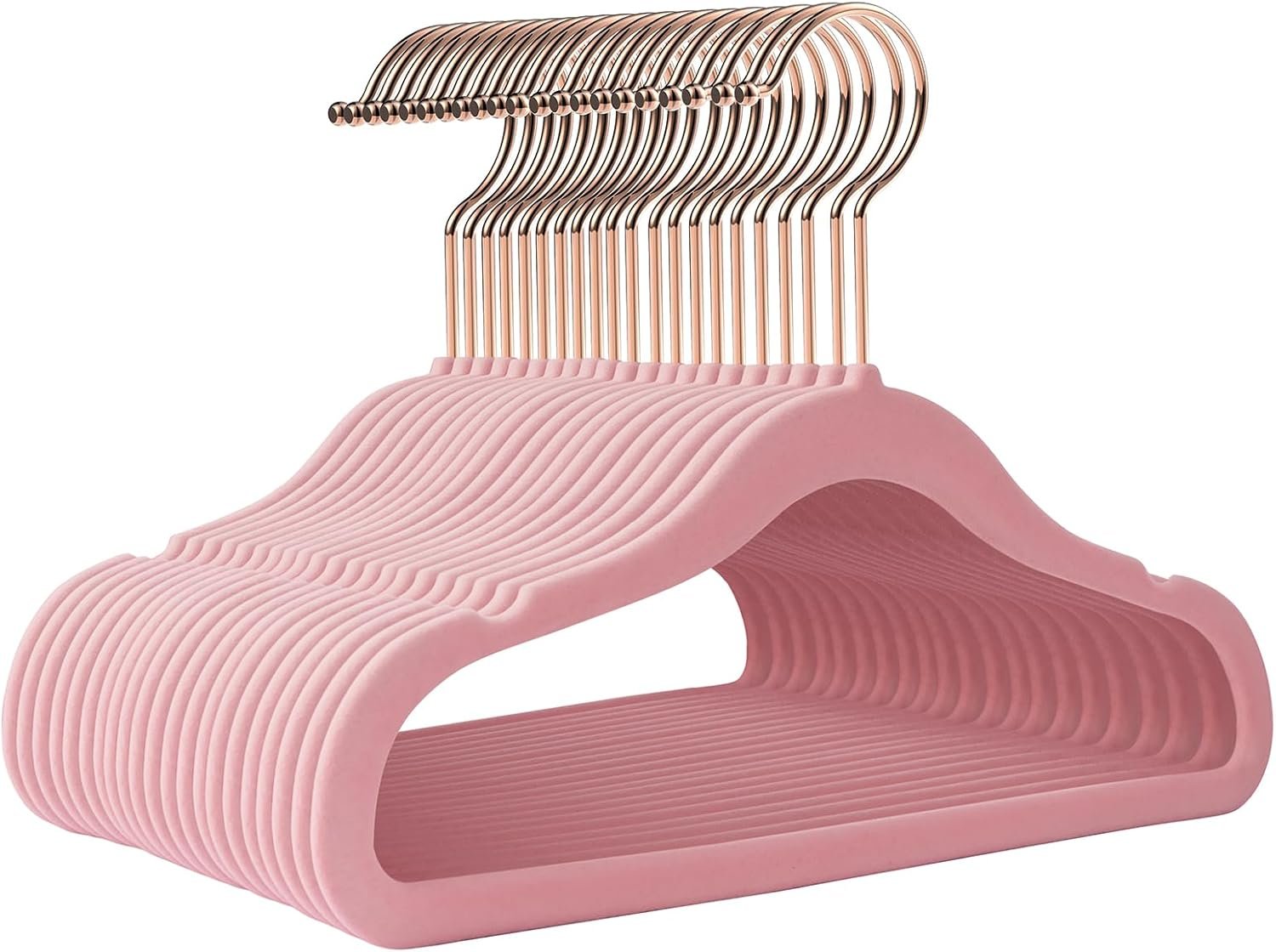 Kids Hangers 14 Inch 50 Pack,Velvet Baby Clothes Hanger,Pink Hanger