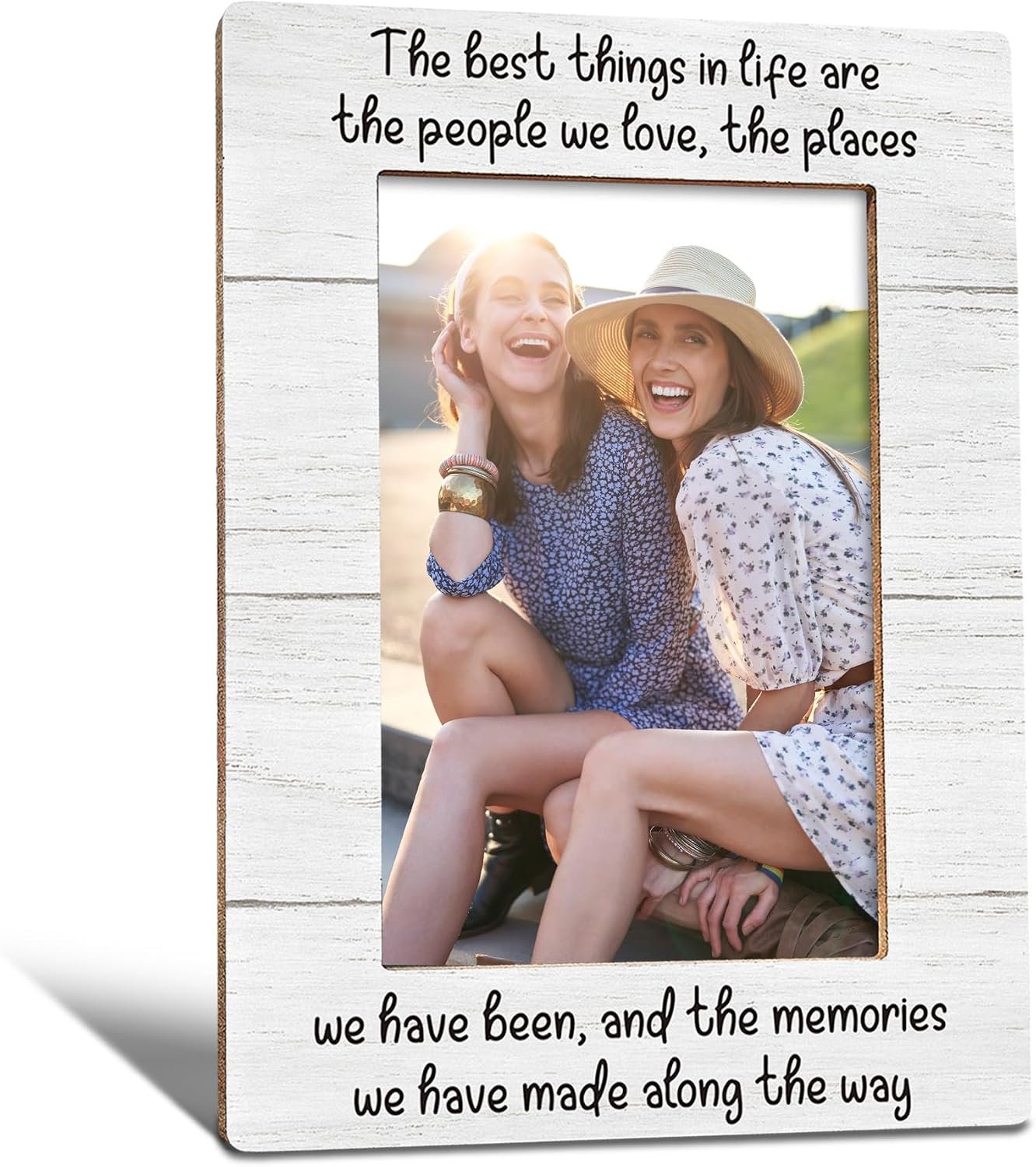 Friends Picture Frame, Long Distance Relationship Gift for Sisters Family, Best Friend Photo Frame 4×6, The Best Things in Life Are The People We Love Inspirational Wooden Photo Picture Frames