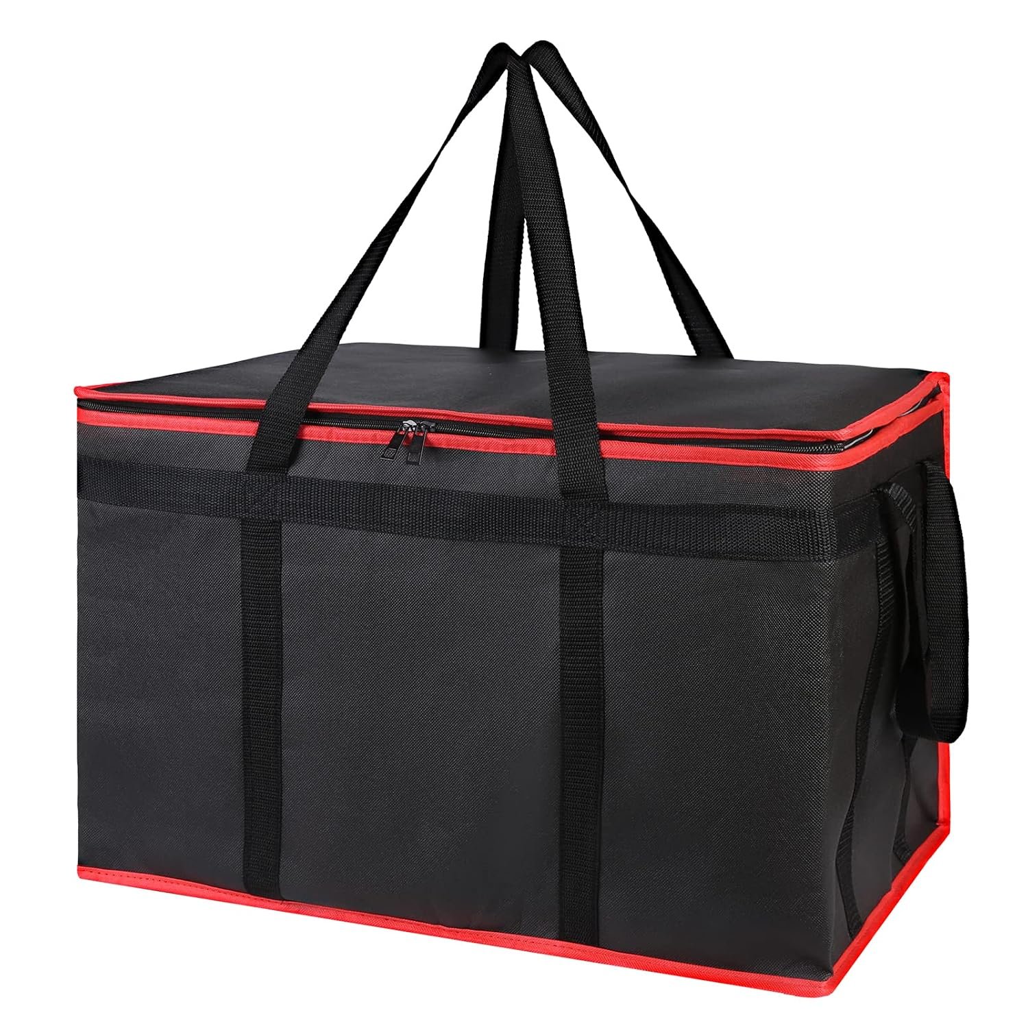 Bodaon Insulated Food Delivery Bag, XXX-Large Grocery Bags, Black-Red, 1Pk