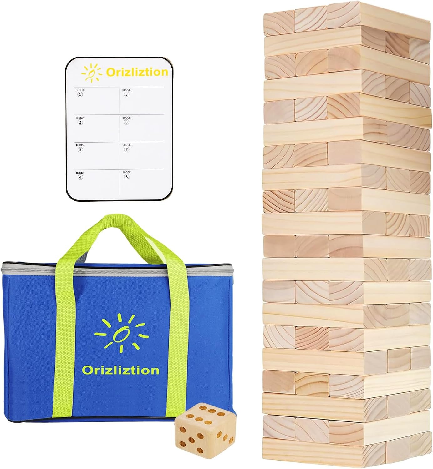 Giant Tumbling Tower Up to 5.3Ft-60 Pcs Wooden Game for Adults