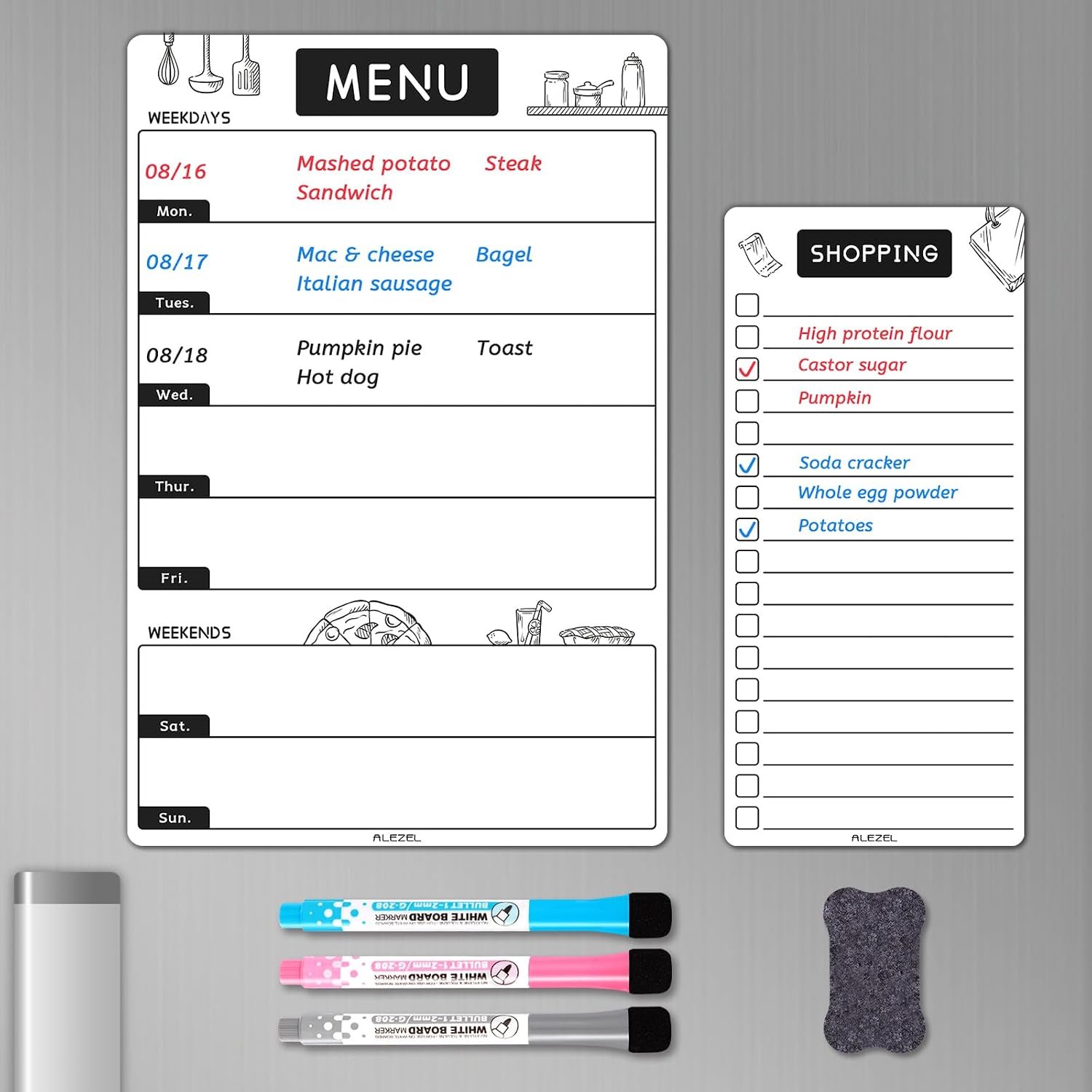 ALEZEL Magnetic Dry Erase Menu Board for Fridge