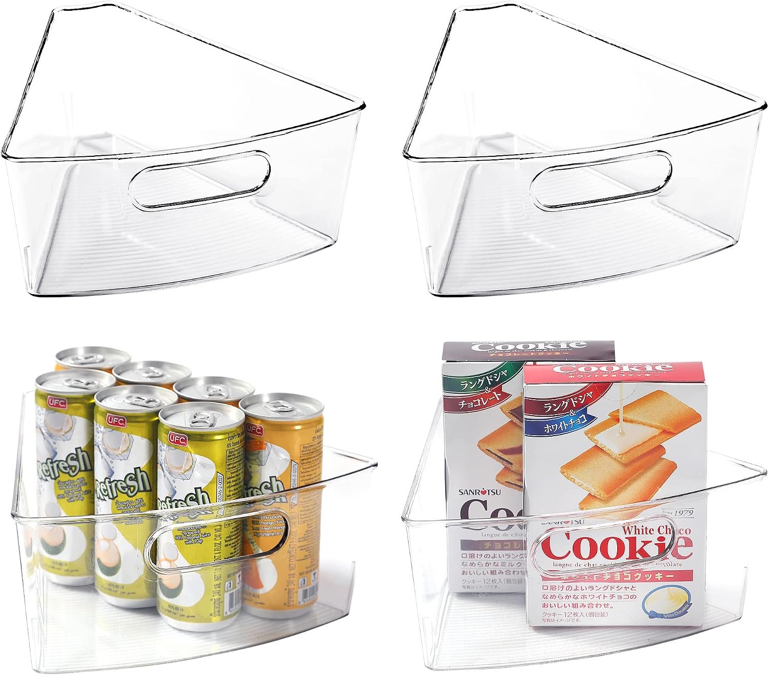 Leeden Lazy Susan Cabinet Organizer, 1/8 Wedge Bins for 26in, 4 Pack