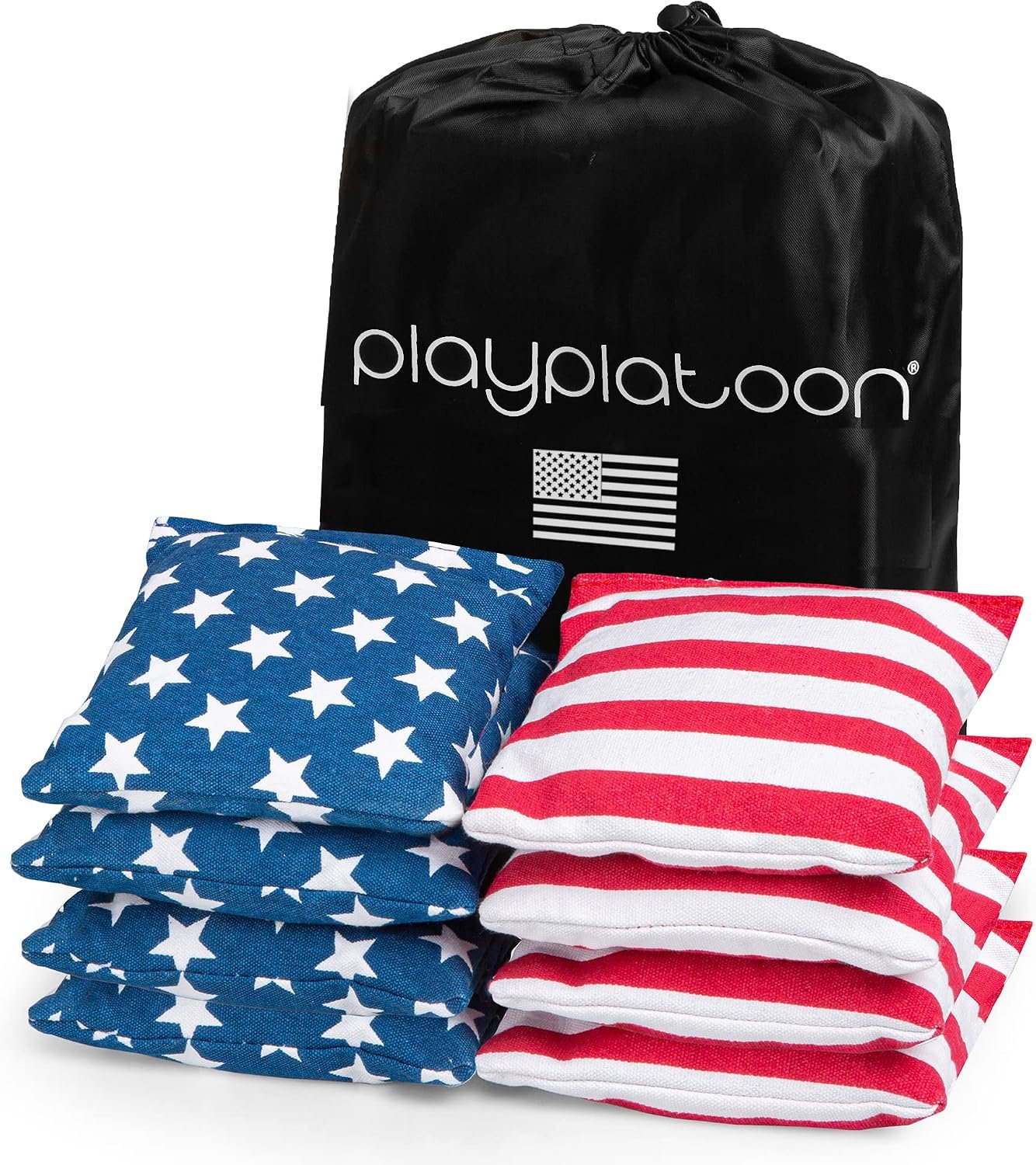 Play Platoon Premium Weather Resistant Duckcloth Cornhole Bags – Set of 8 Bean Bags for Corn Hole Game – Regulation Size & Weight