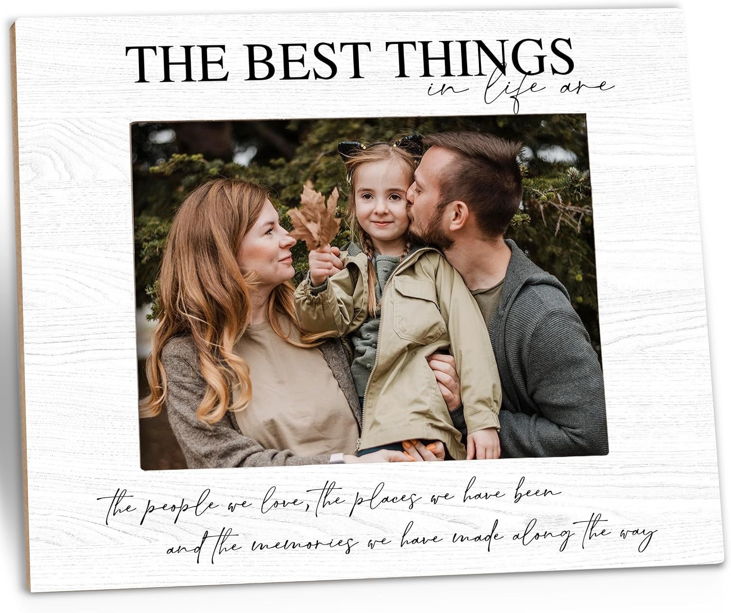 Family Picture Frame Gifts – The Best Things in Life Are the People We Love – Friends Wooden Photo Frame 5×7 for Tabletop or Wall Hanging