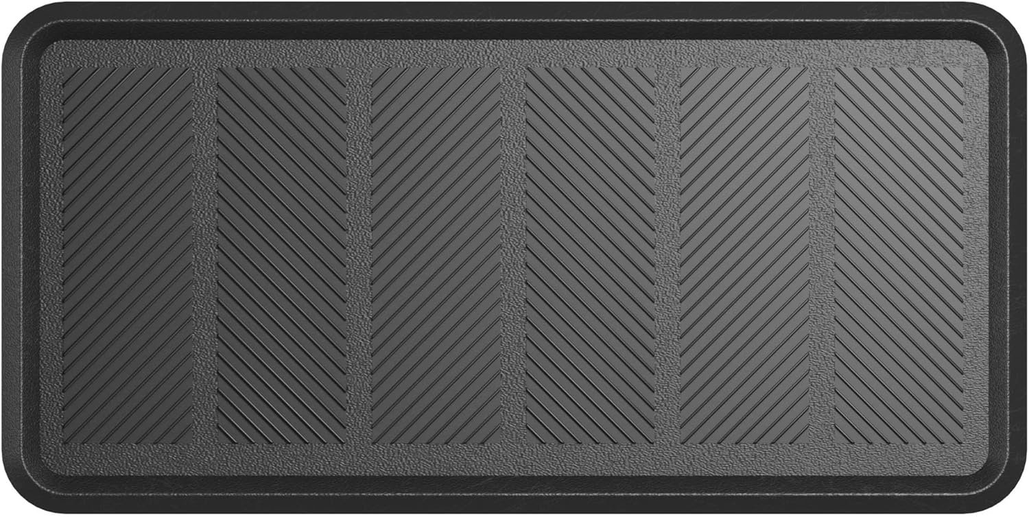 Ottomanson Heavy Duty Rubber Floor Mat – Non-Slip, Waterproof, Easy to Clean – Boot Tray Utility Mat for Shoes, Boots, Entryway, or Pet Feeding Area – Durable, Hose Washable – 16″ x 32″, Black