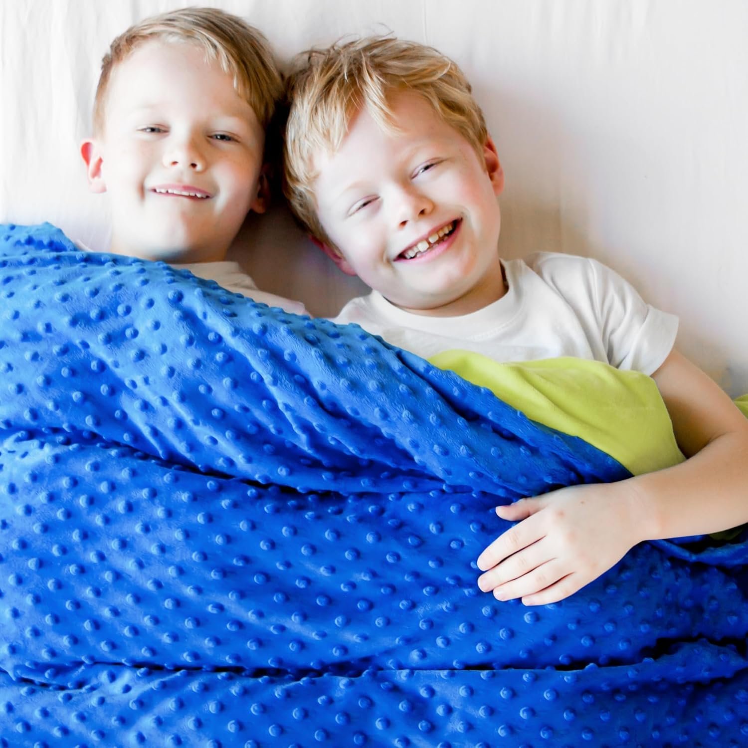 Harkla Kids Weighted Blanket – 5lb Cooling Weighted Blanket for Kids – Washable Minky Cover with Glass Beads – Rayon Made from Bamboo – Designed for Sensory Support (30-40lb) – Blue