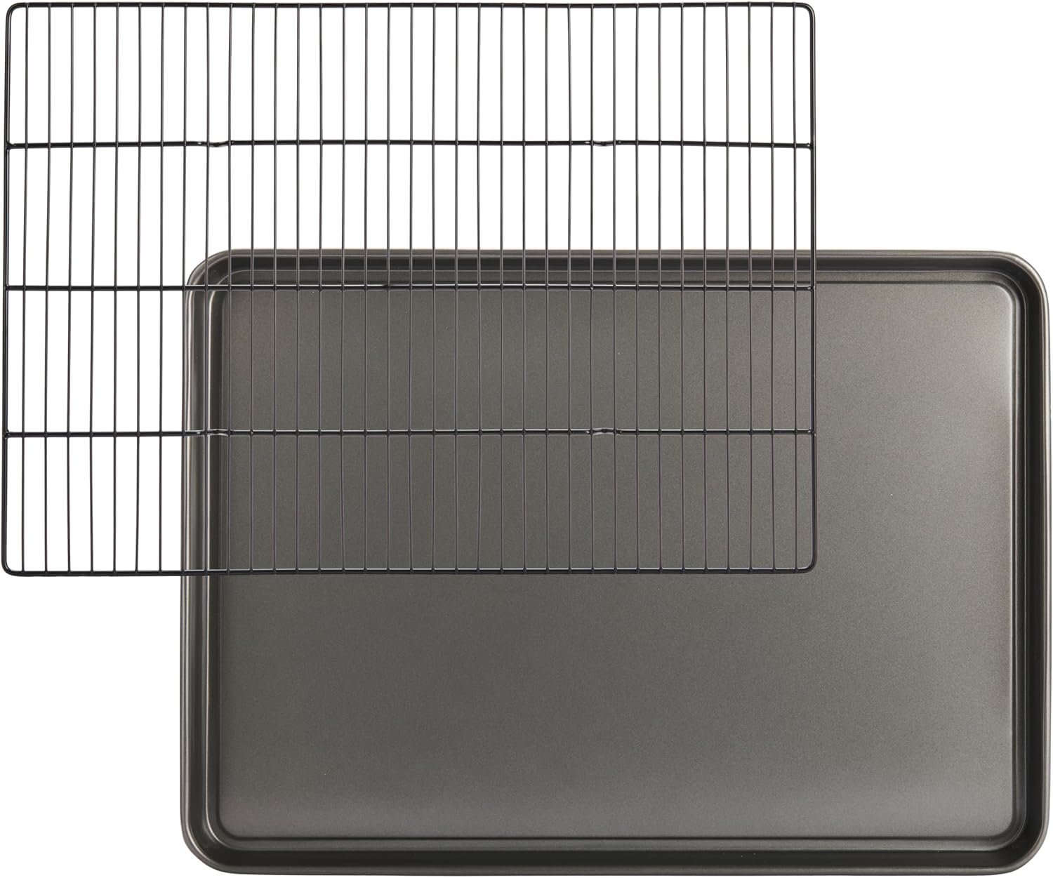 GoodCook Set of 2 Everyday Nonstick XL Cookie Sheet and XL Cooling Grid, Gray