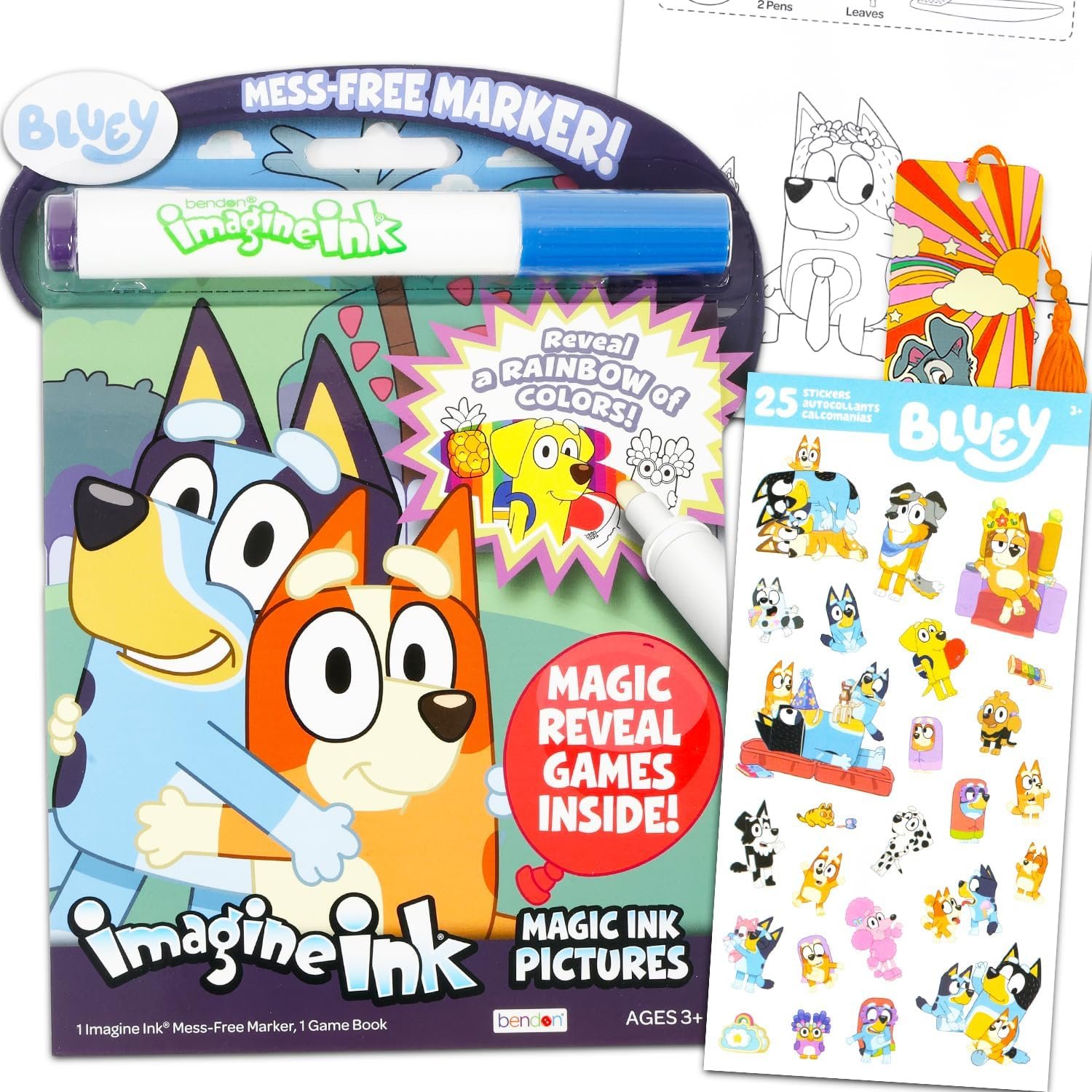 Bluey Mess Free Coloring Book Set – Bundle with Bluey Imagine Ink with Mess Free Coloring Pages Plus Stickers, More | Coloring Activities for Boys, Girls, Kids