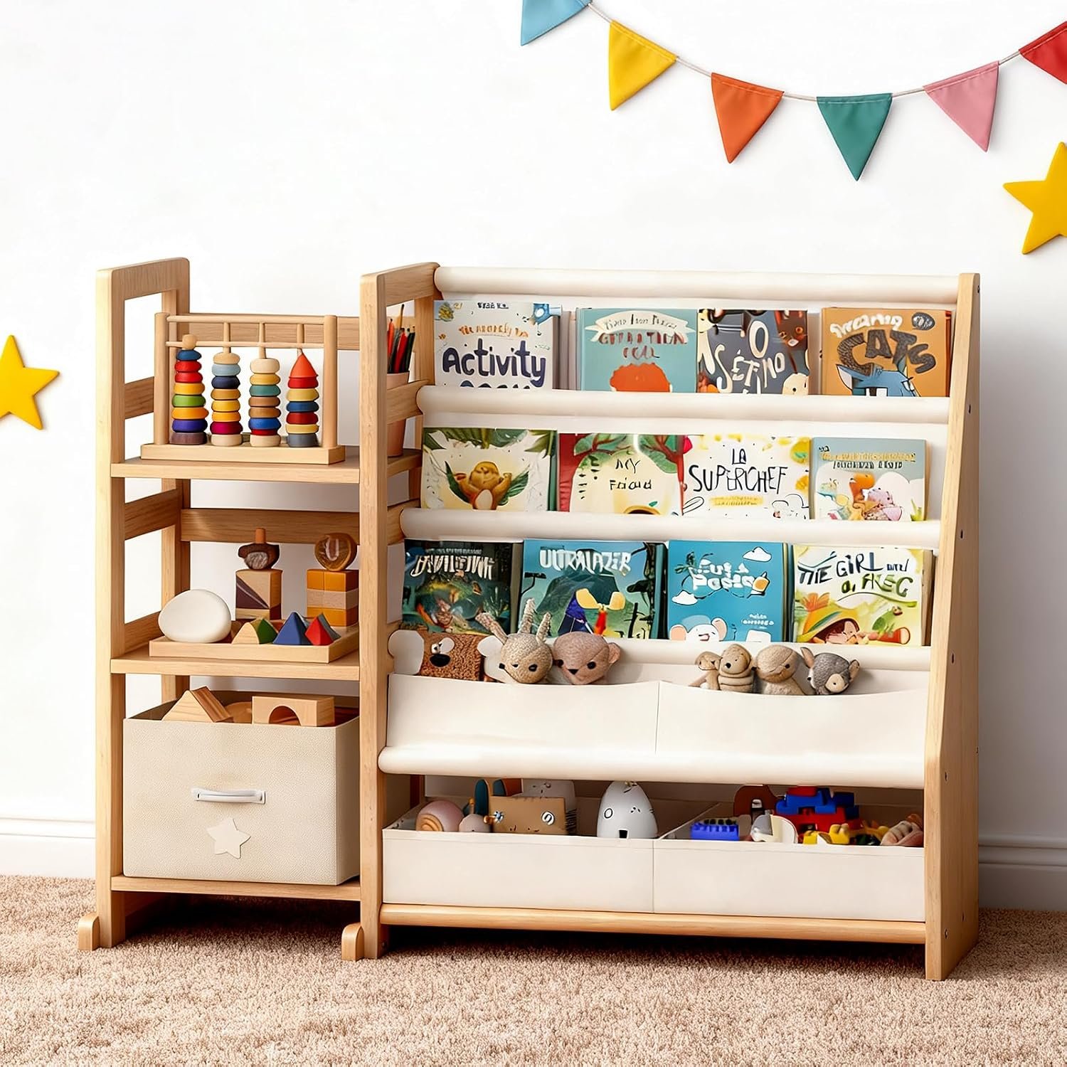 Kid Bookshelf Toy Storage Organizer, 3 Tier Nursery Baby Bookcase