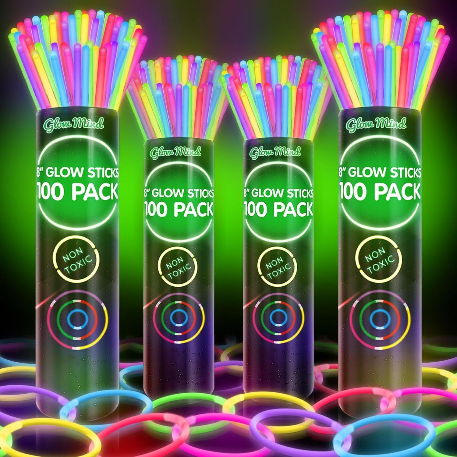 400 Glow Sticks Bulk Party Pack, 8″ Halloween Glow Bracelets and Necklaces