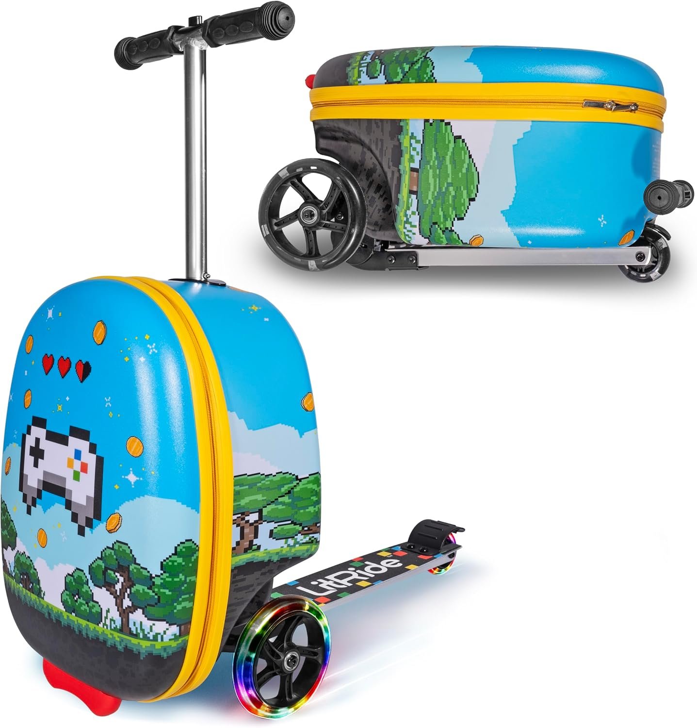 Kids Ride-On Scooter Luggage, Carry-On Suitcase, Ages 4+