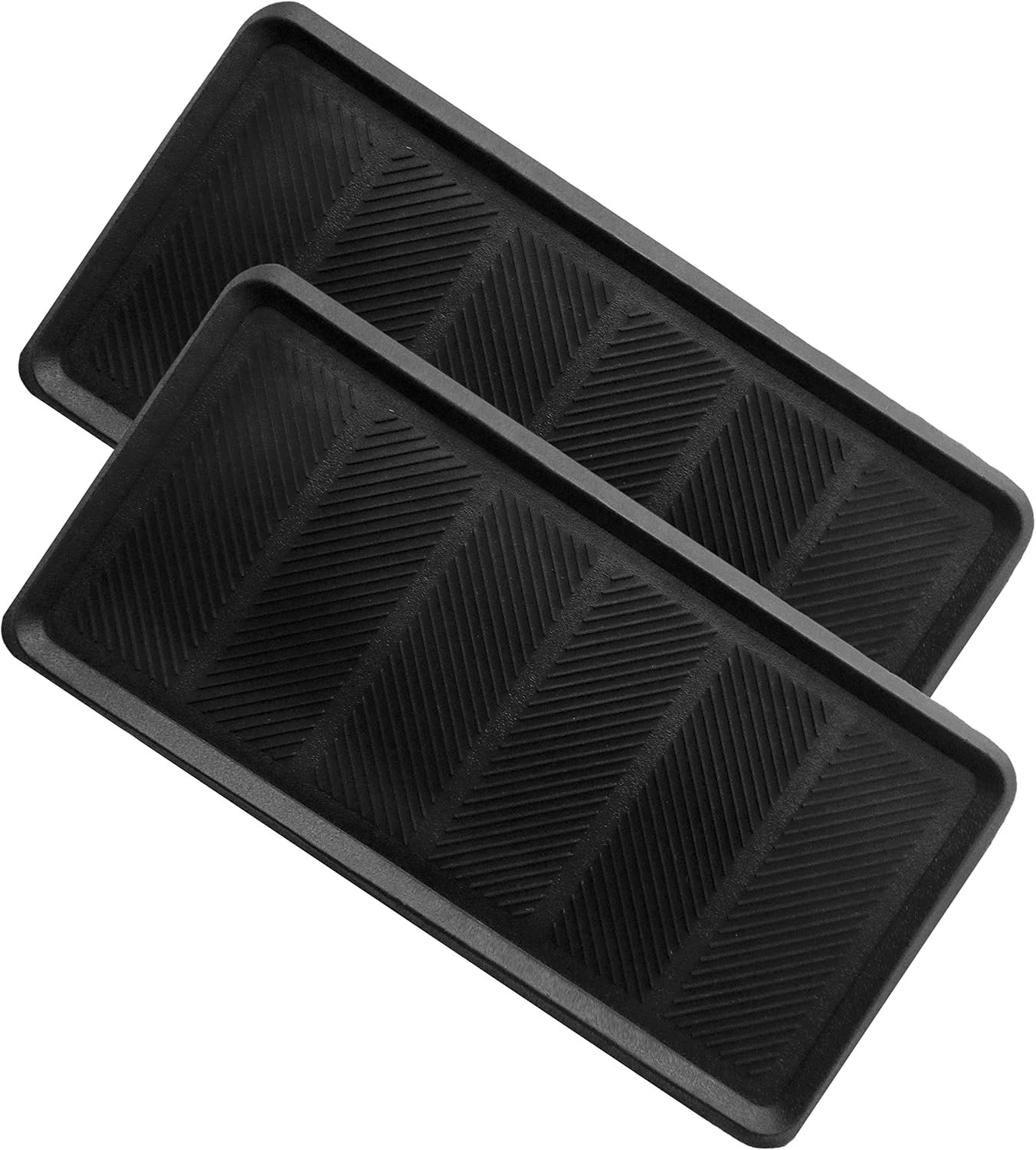 IRONGATE Heavy Duty Big Foot Boot Tray – Set of 2 Indoor/Outdoor Use 100% Rubber All Weather Shoe Mat – Multi-Purpose Entryway/Garage/Pet Feeding/Painting Project Clean Ups – 16×32 – Black