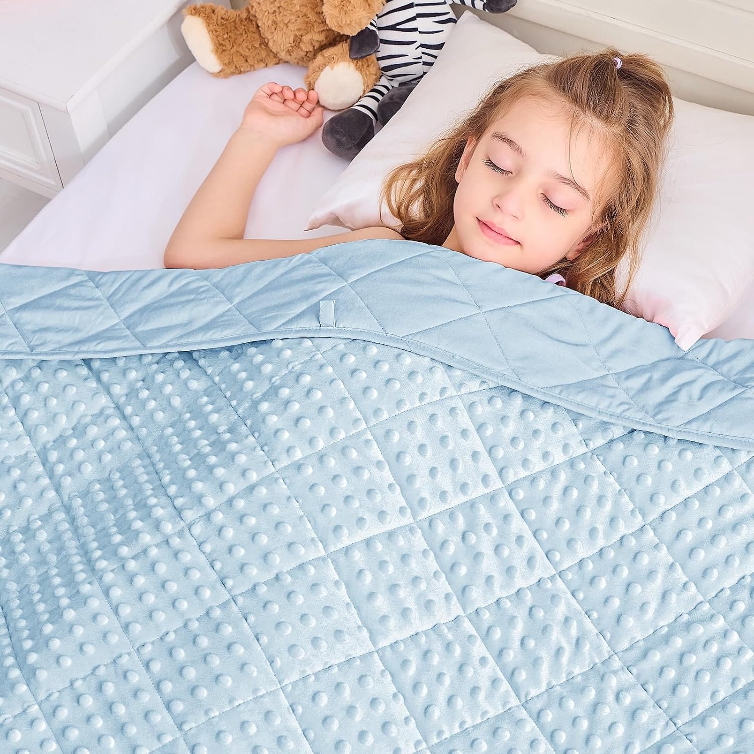 yescool Weighted Blanket 3 lb Light Blue Small Weighted Lap Blanket for Boys and Girls, Cooling Weighted Throws Blanket Minky Heavy Blankets, for 20-45lbs, 36 * 48in