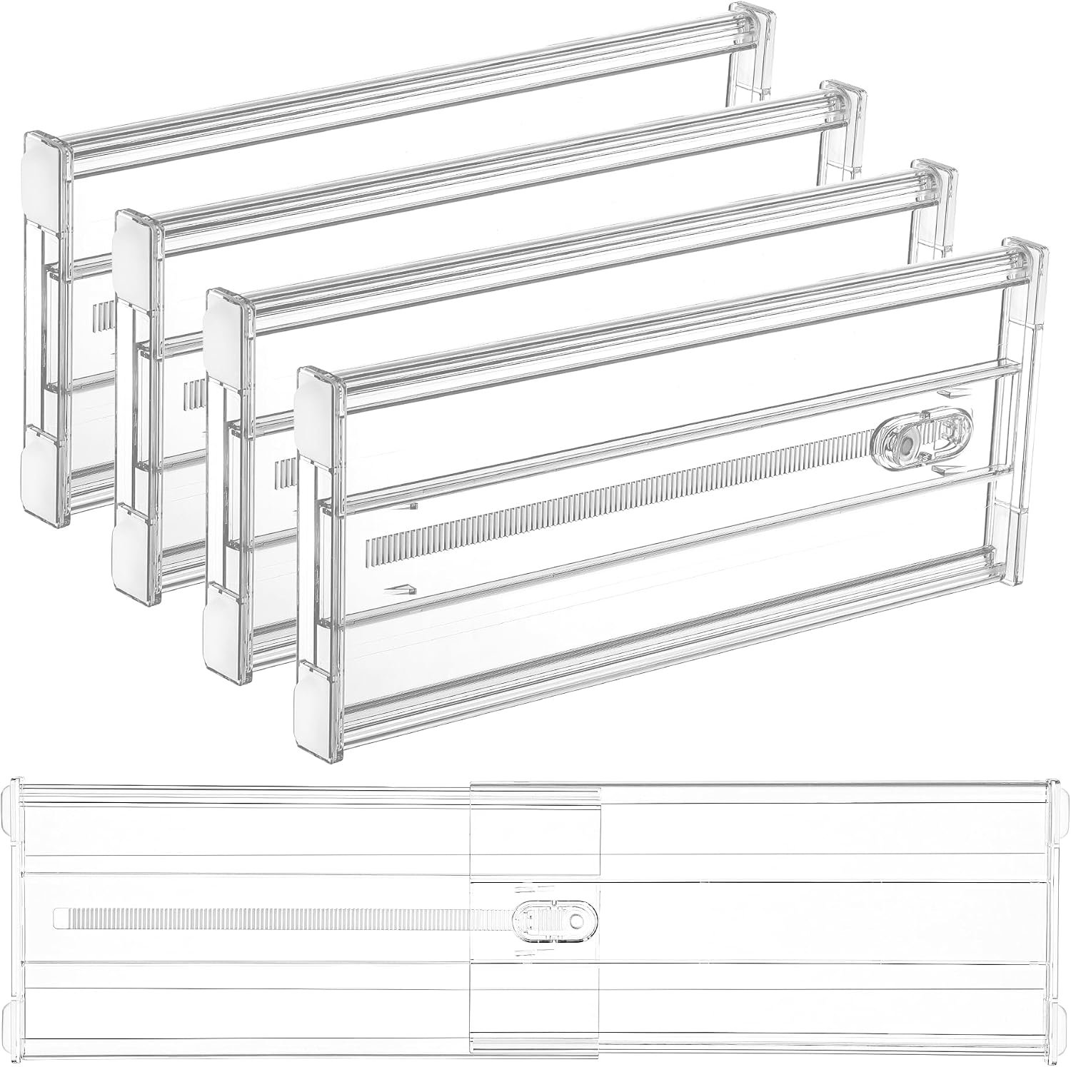 Vtopmart 6″ Tall Upgrade Drawer Dividers, 12.8″-22.3″ Expandable, 4 Pack