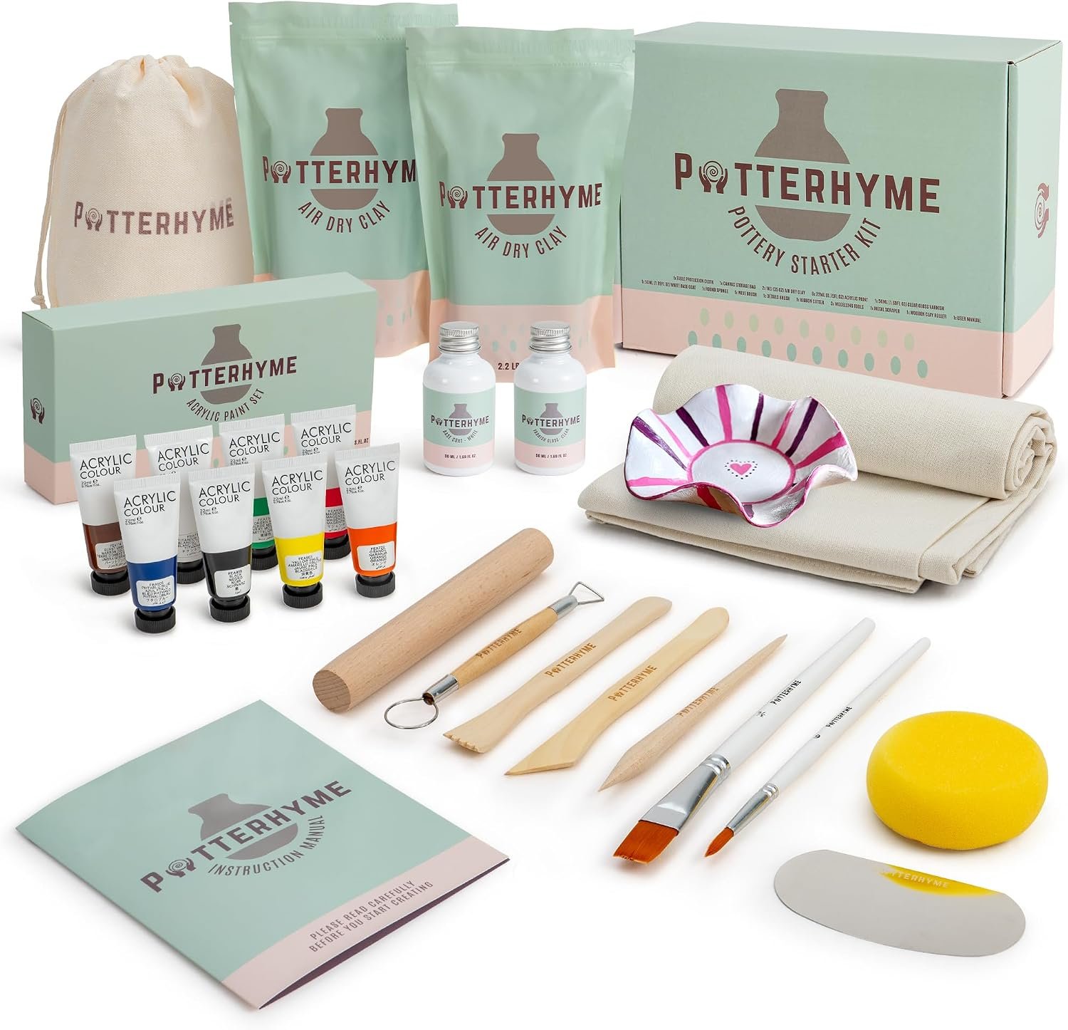 Air Dry Clay Kit for Adults – Complete Pottery Starter Set with Tools