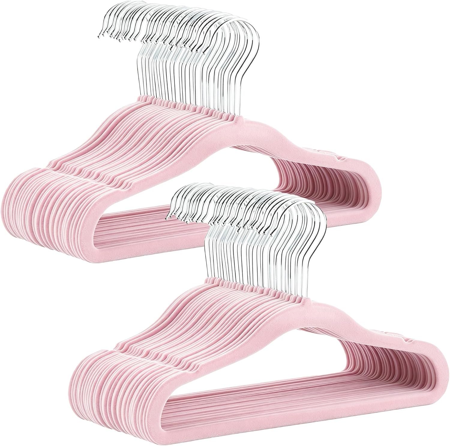 30 Pack Pink Velvet Kids Clothes Hangers – 11.6in for Ages 4-10,with 360° Swivel Hook, Non-Slip, Space-Saving Slim Felt Hangers for Kids Coats, Jackets, Dresses,Shirts, Suits & T-Shirts